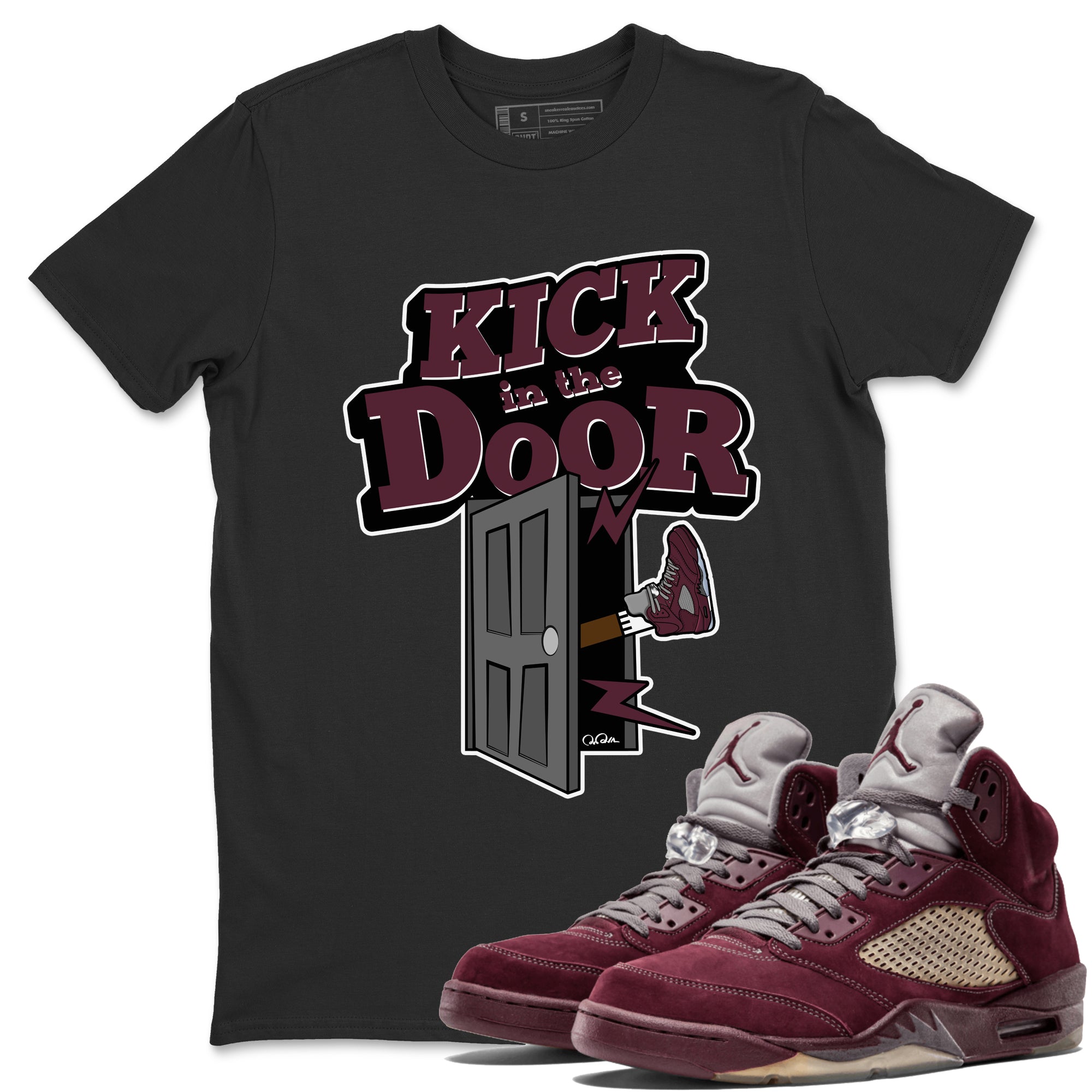 Kick In The Door Unisex Tops - Air Jordan 5 Burgundy