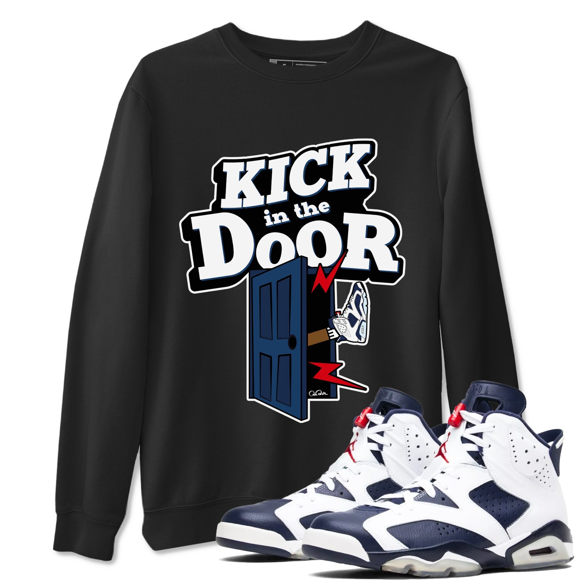 Kick In The Door snkmatch Tees - Air Jordan 6 White And Midnight Navy