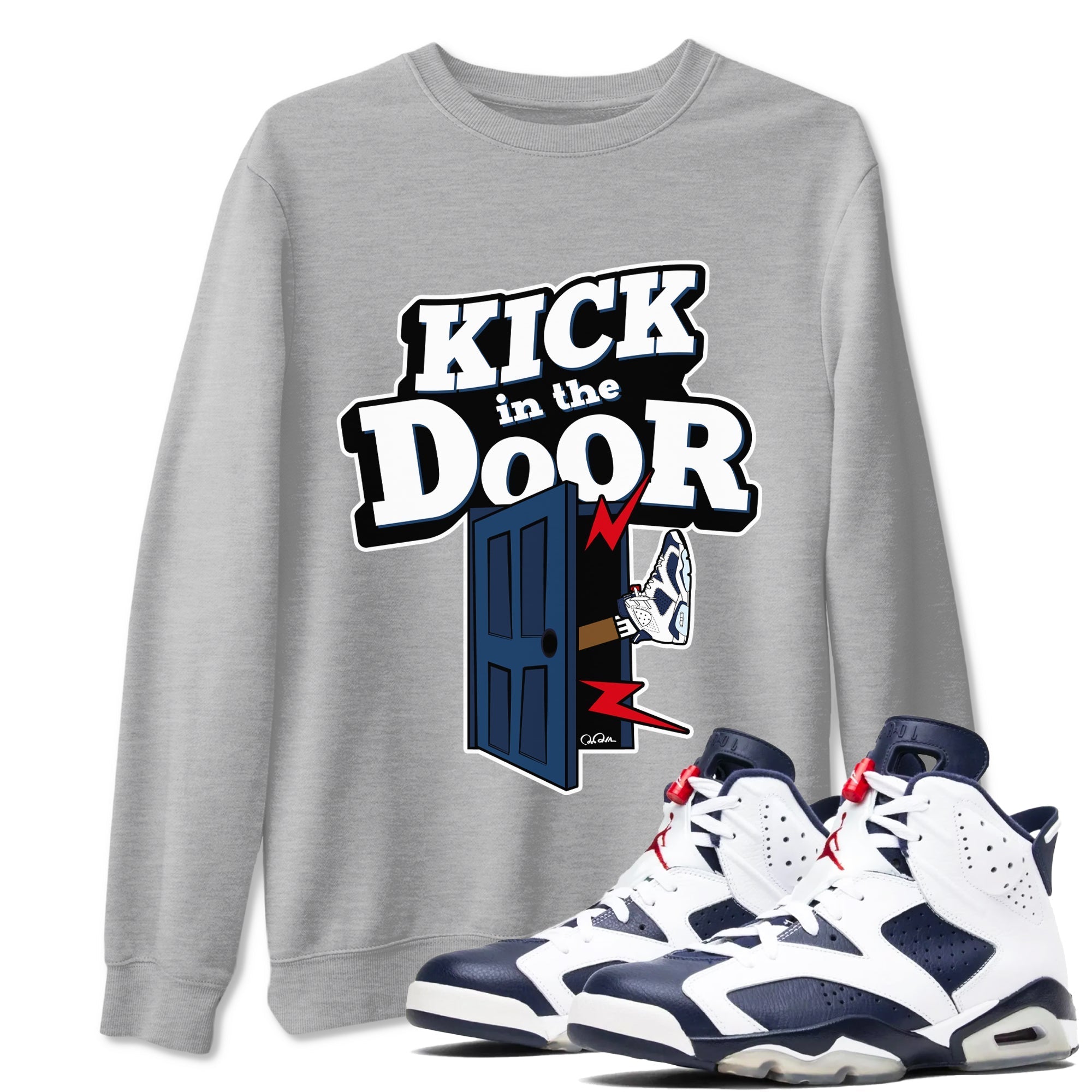 Kick In The Door snkmatch Tees - Air Jordan 6 White And Midnight Navy