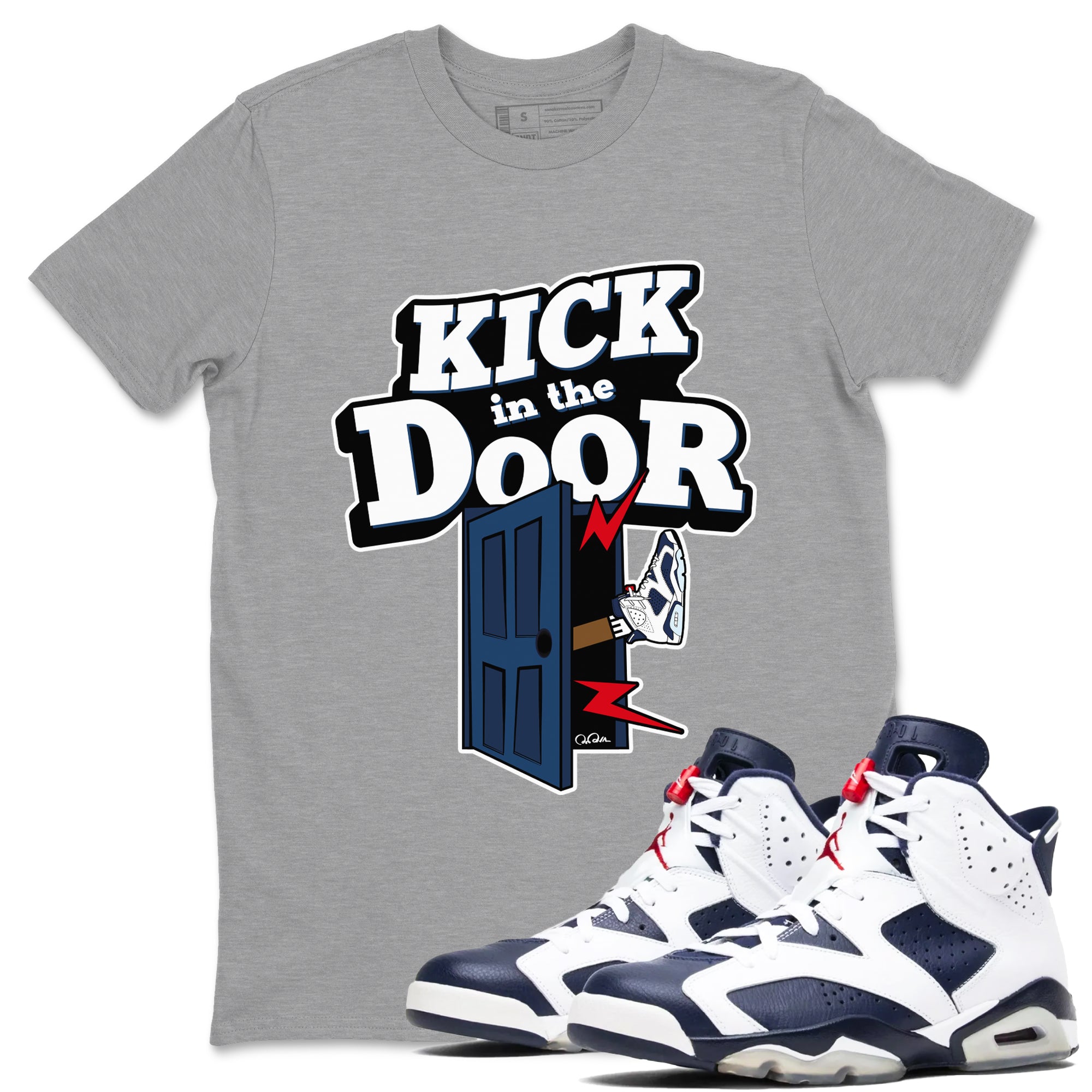 Kick In The Door snkmatch Tees - Air Jordan 6 White And Midnight Navy