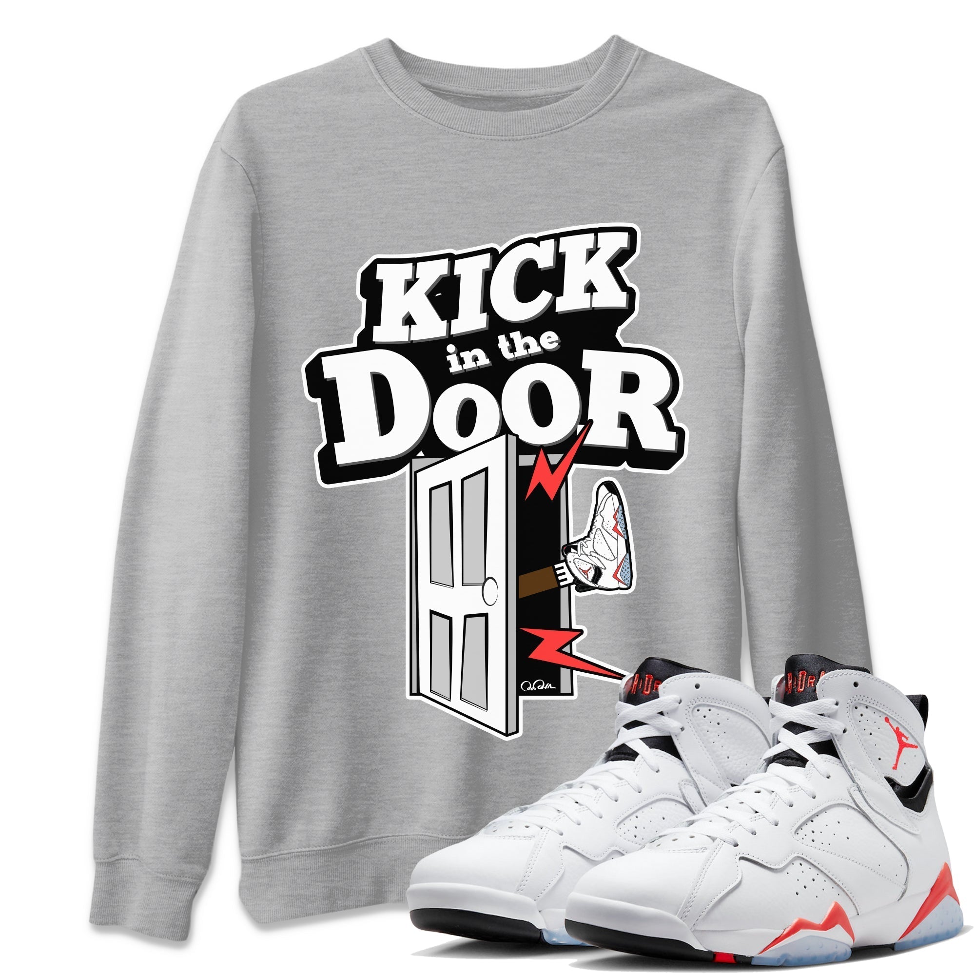 Kick In The Door Unisex Tops - Air Jordan 7 White Infrared
