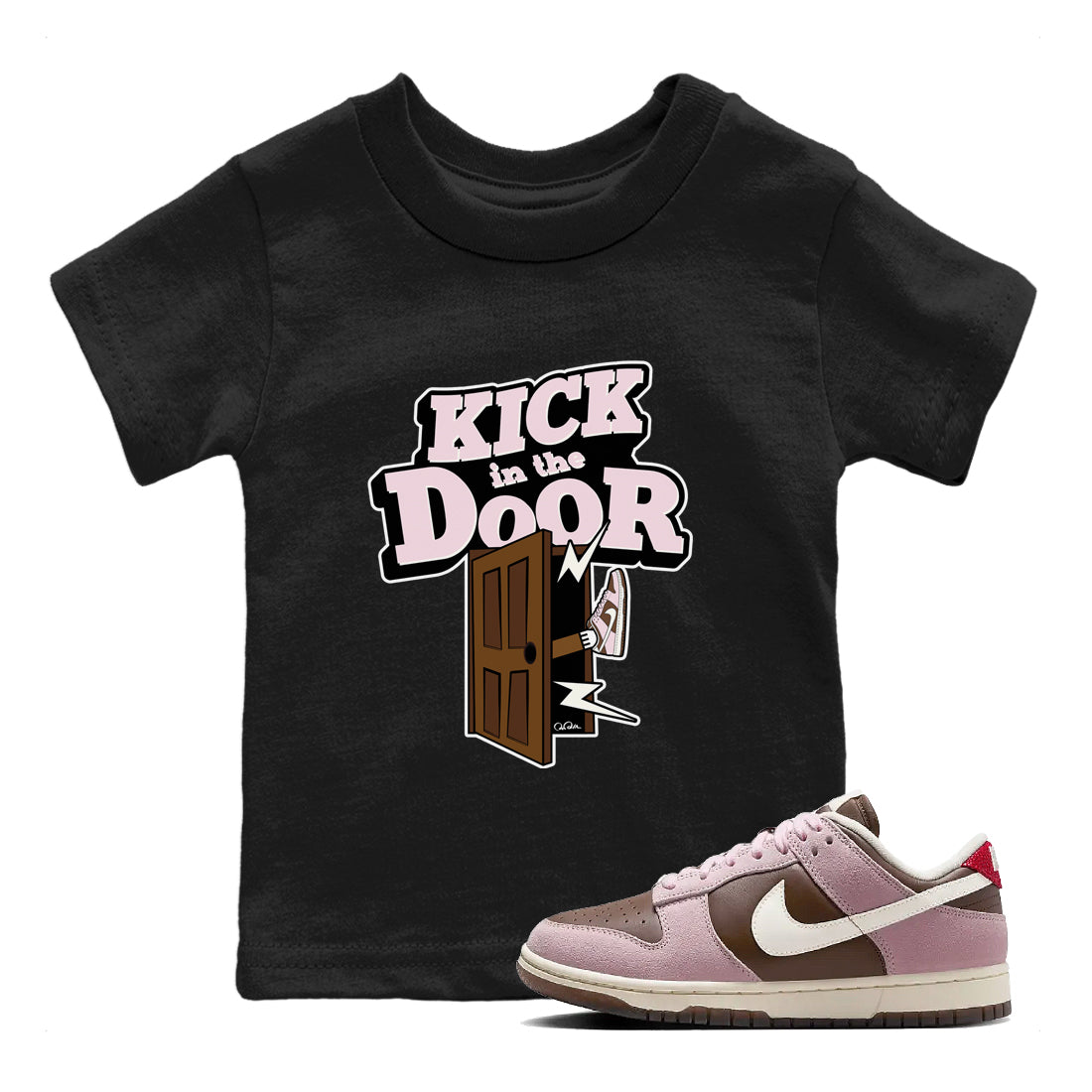 Kick In The Door snkmatch Tees Kids - Dunk Cacao Wow And Pink Foam