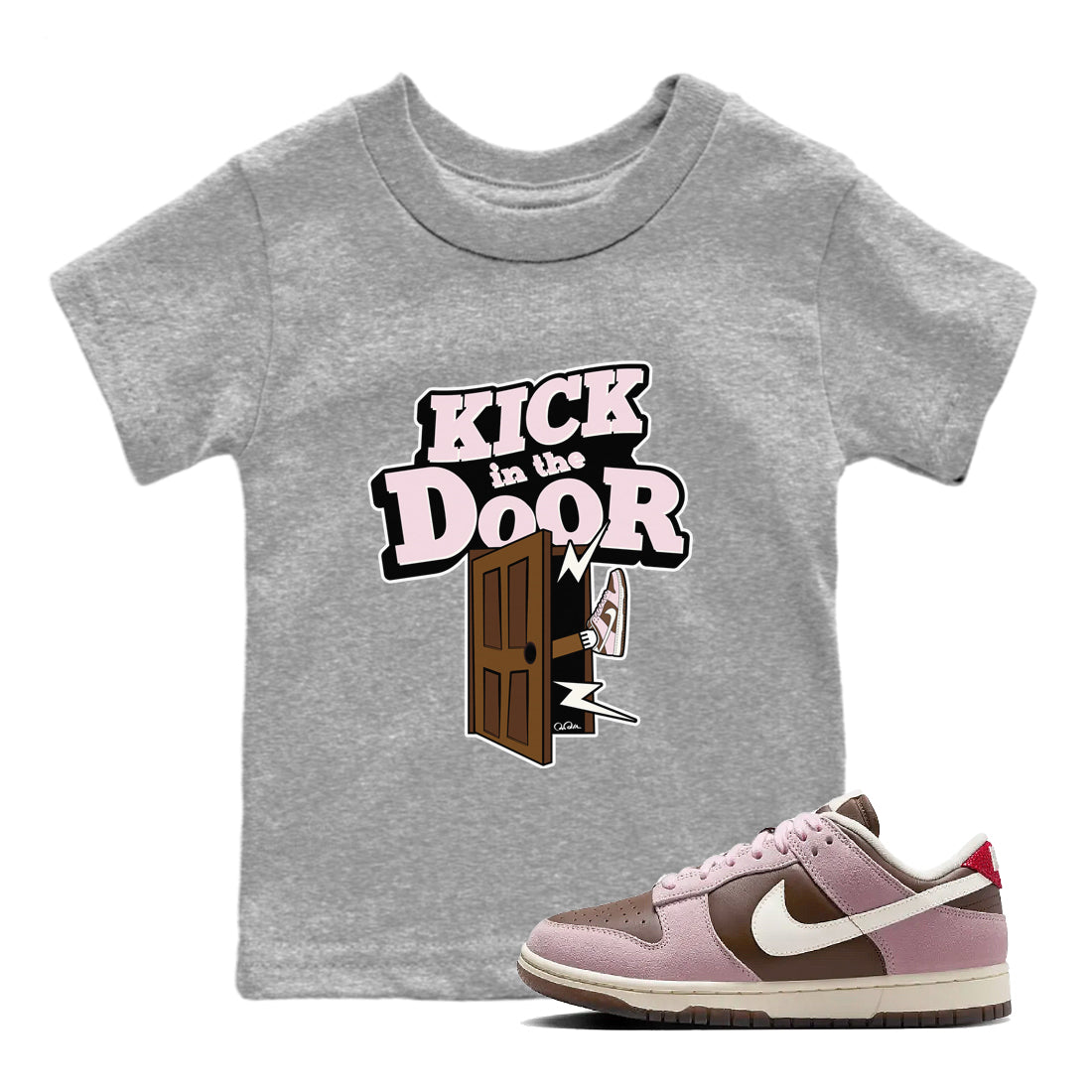 Kick In The Door snkmatch Tees Kids - Dunk Cacao Wow And Pink Foam