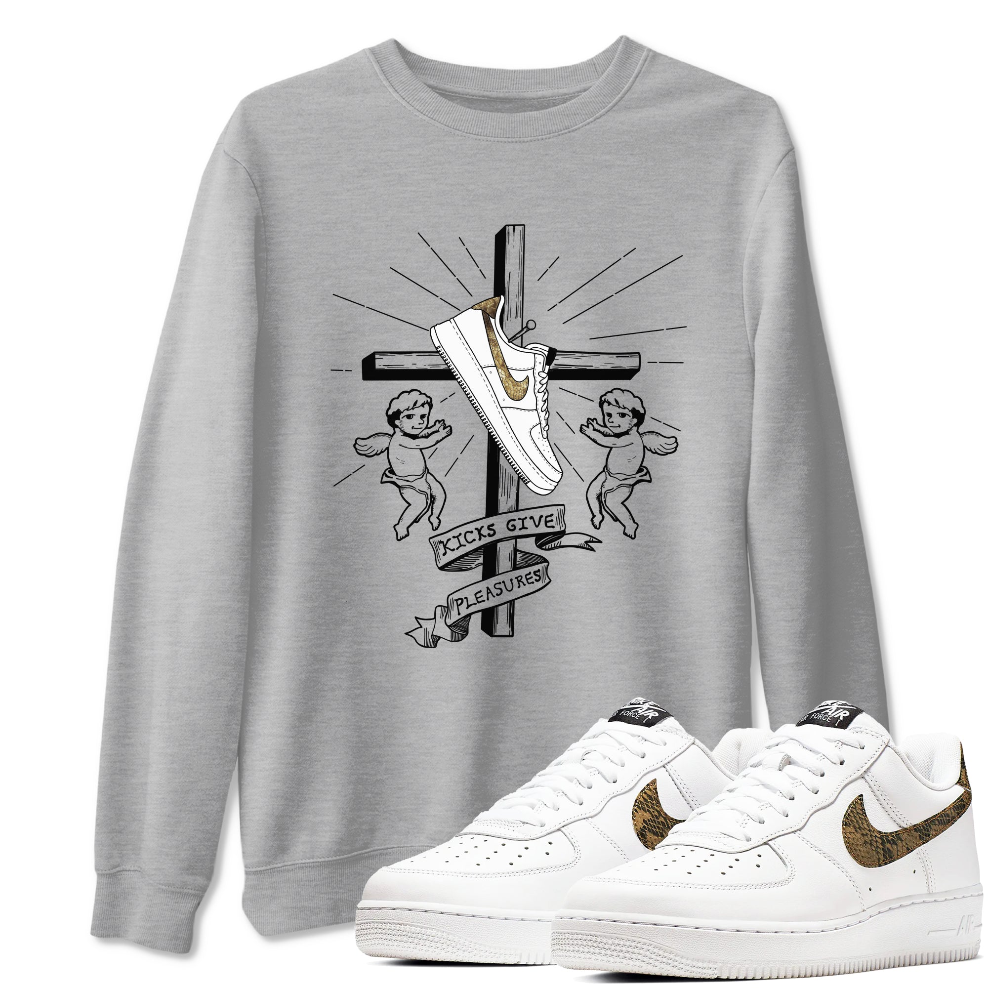 Kicks Give Pleasures snkmatch Tees - Air Force 1 Ivory Snake