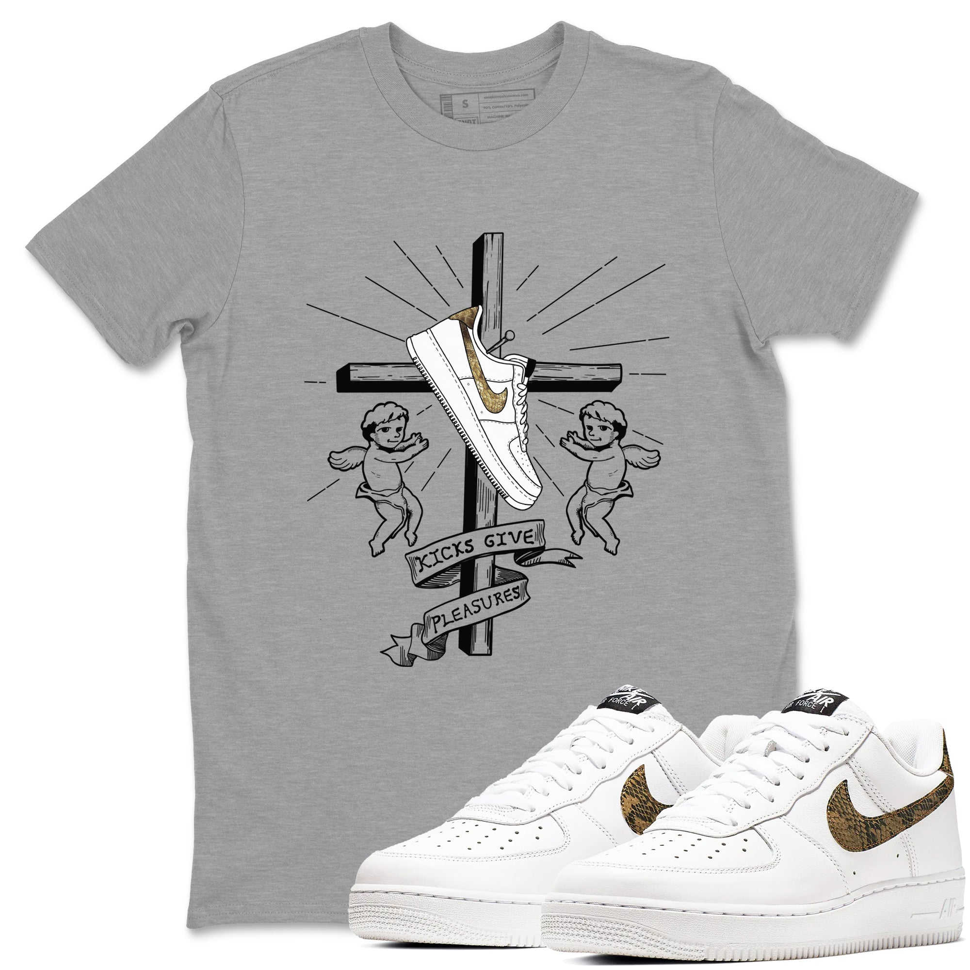 Kicks Give Pleasures snkmatch Tees - Air Force 1 Ivory Snake