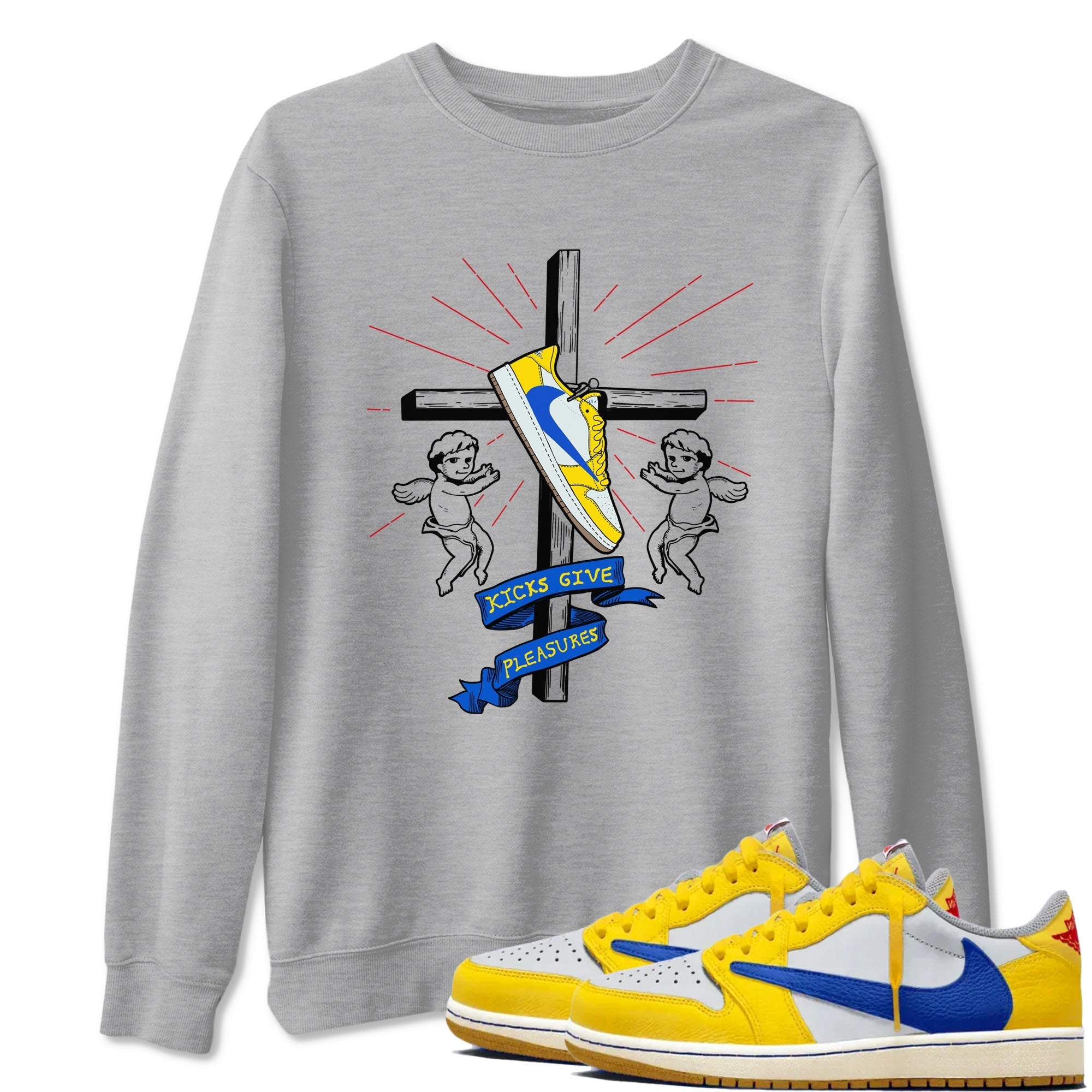 Kicks Give Pleasures snkmatch Tees - Air Jordan 1 Travis Scott Canary
