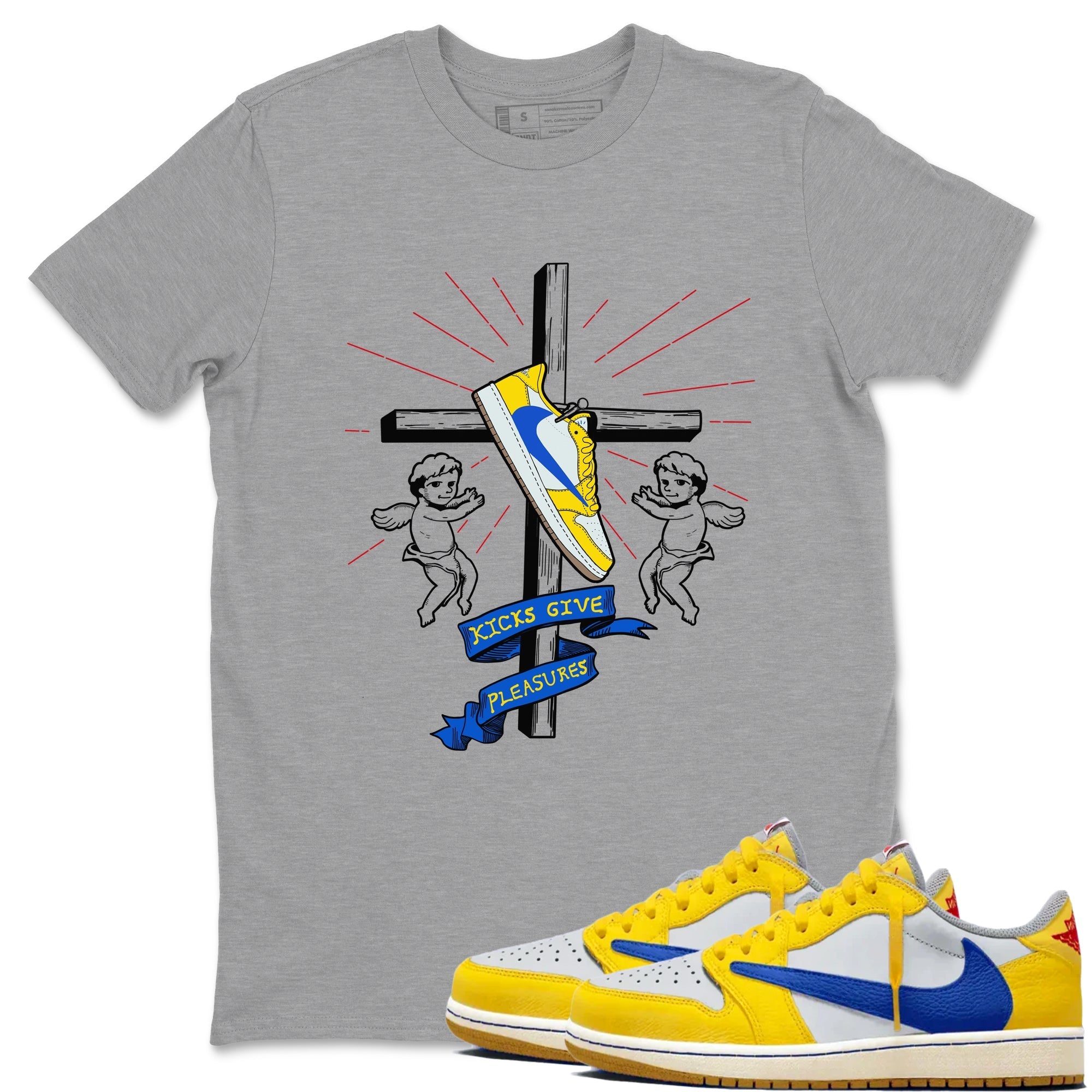 Kicks Give Pleasures snkmatch Tees - Air Jordan 1 Travis Scott Canary