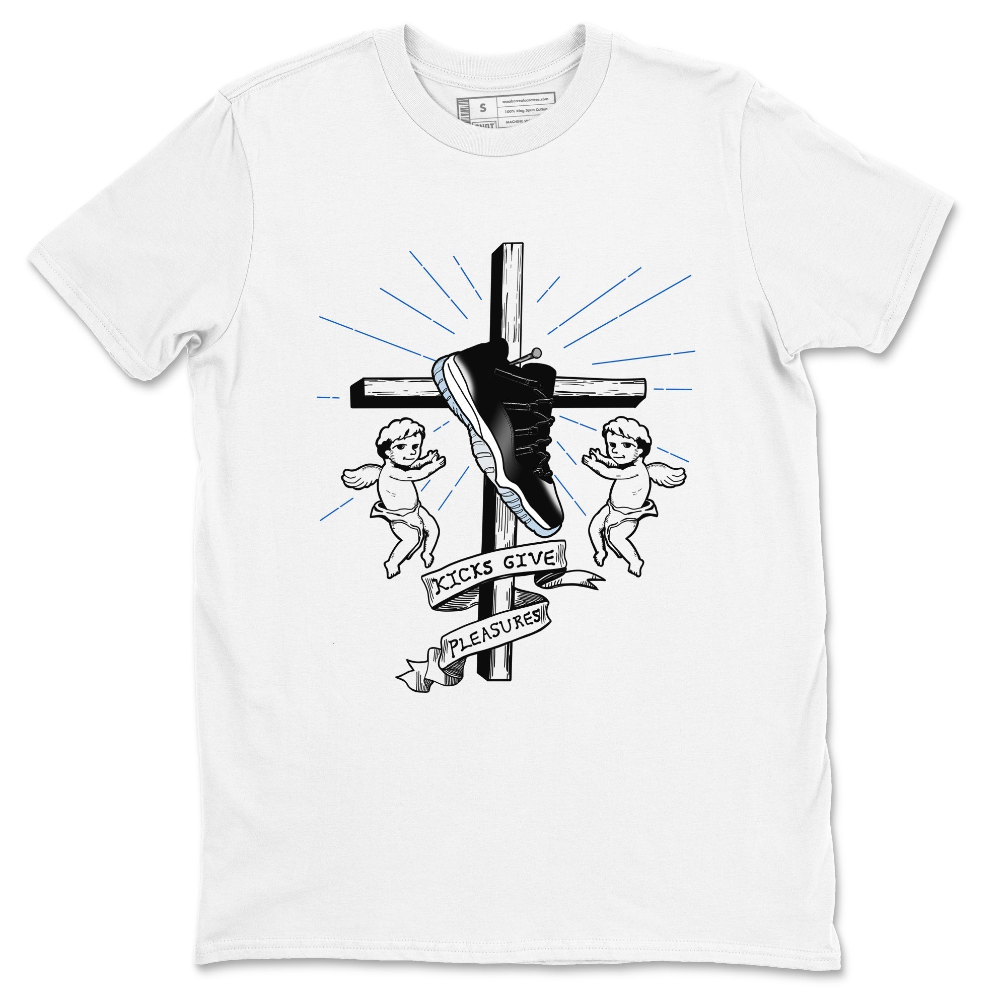 Kicks Give Pleasures snkmatch Tees - Air Jordan 11 Black and Varsity Royal