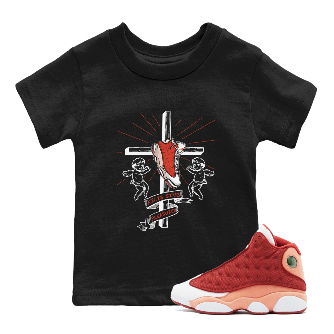 Kicks Give Pleasures snkmatch Tees Kids - Air Jordan 13 Dune Red
