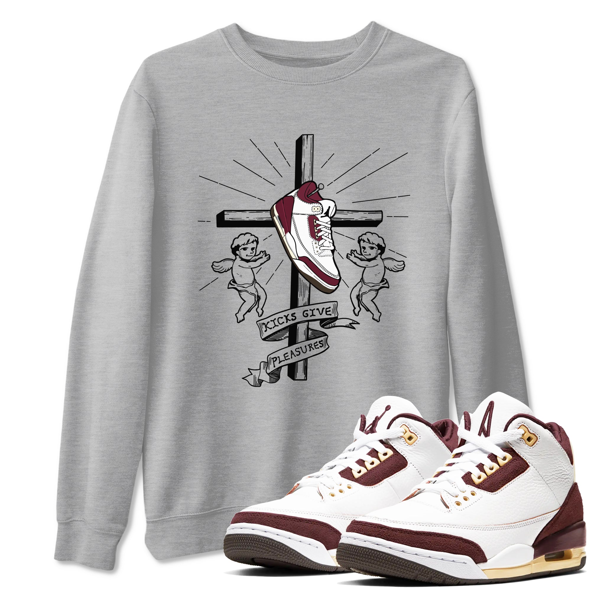 Kicks Give Pleasures snkmatch Tees - Air Jordan 3 A Ma Maniere x Burgundy Crush