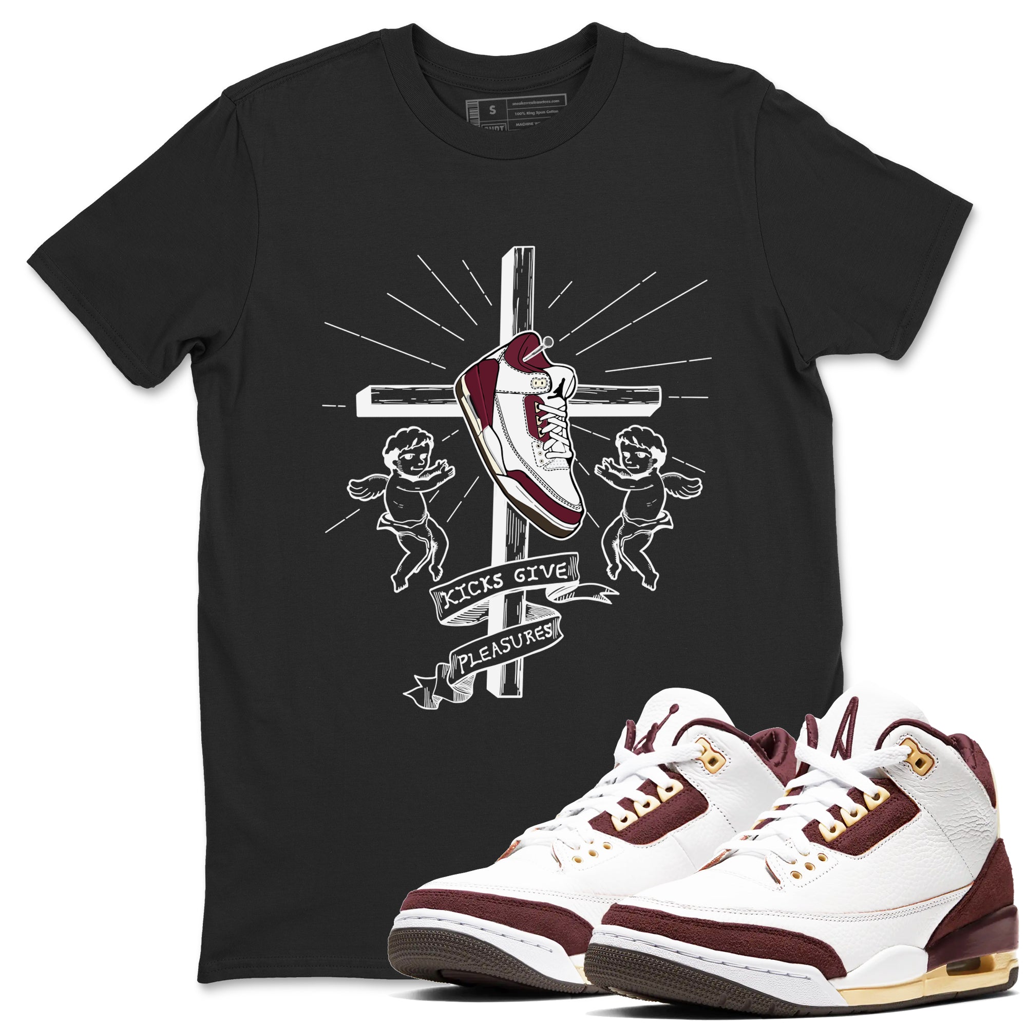 Kicks Give Pleasures snkmatch Tees - Air Jordan 3 A Ma Maniere x Burgundy Crush
