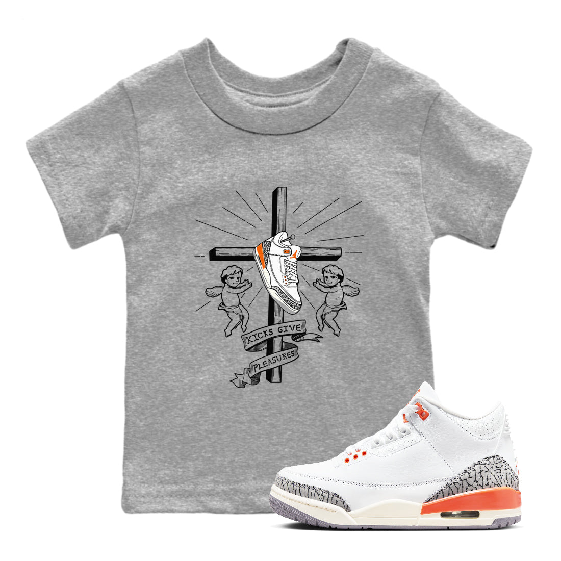 Kicks Give Pleasures snkmatch Tees Kids - Air Jordan 3 Georgia Peach
