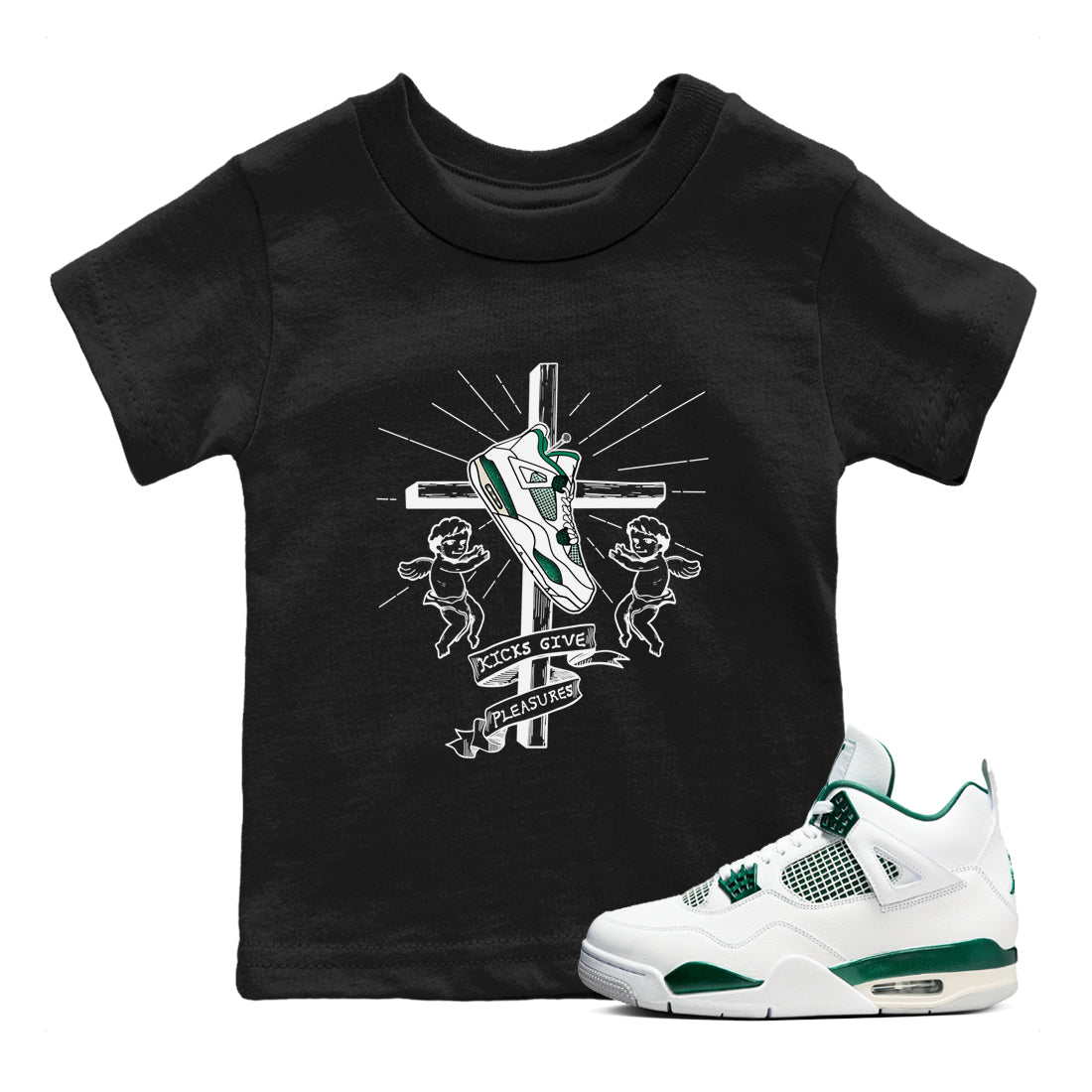 Kicks Give Pleasures snkmatch Tees Kids - Air Jordan 4 Oxidized Green