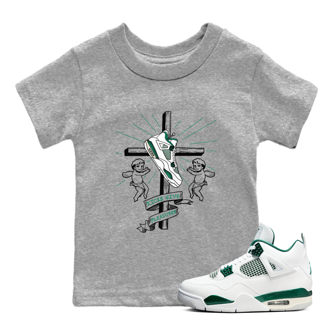 Kicks Give Pleasures snkmatch Tees Kids - Air Jordan 4 Oxidized Green
