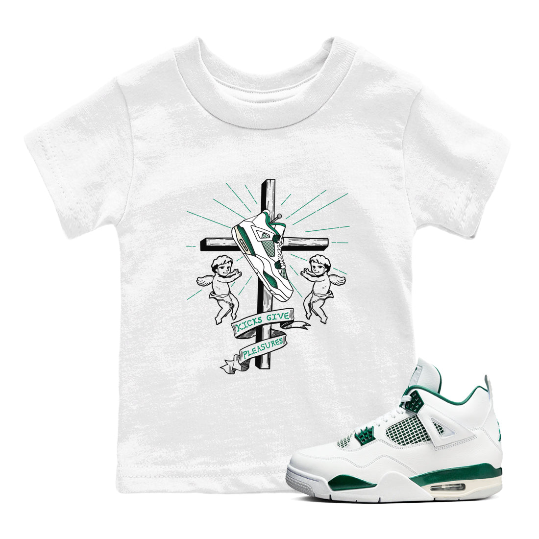 Kicks Give Pleasures snkmatch Tees Kids - Air Jordan 4 Oxidized Green
