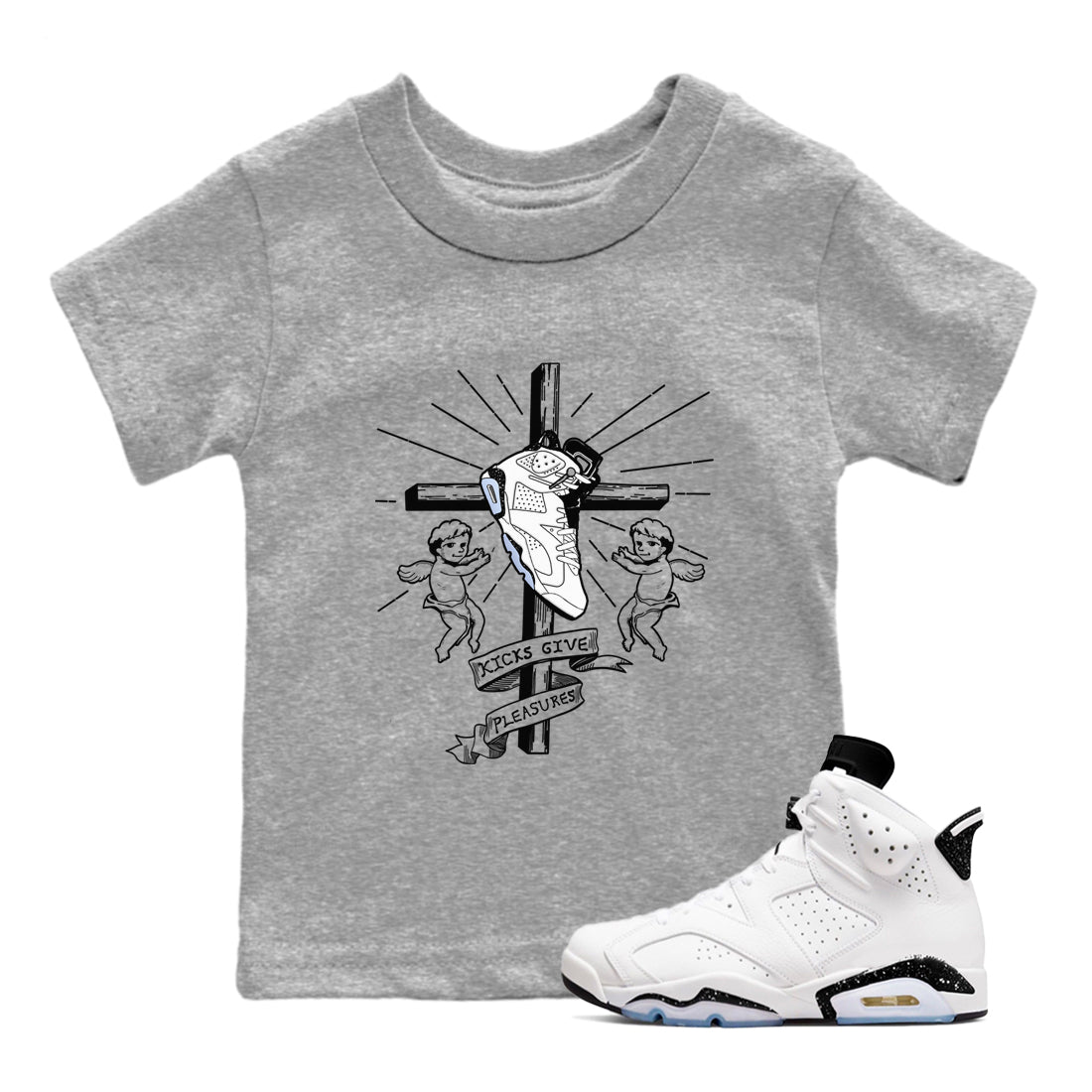 Kicks Give Pleasures snkmatch Tees Kids - Air Jordan 6 White Black