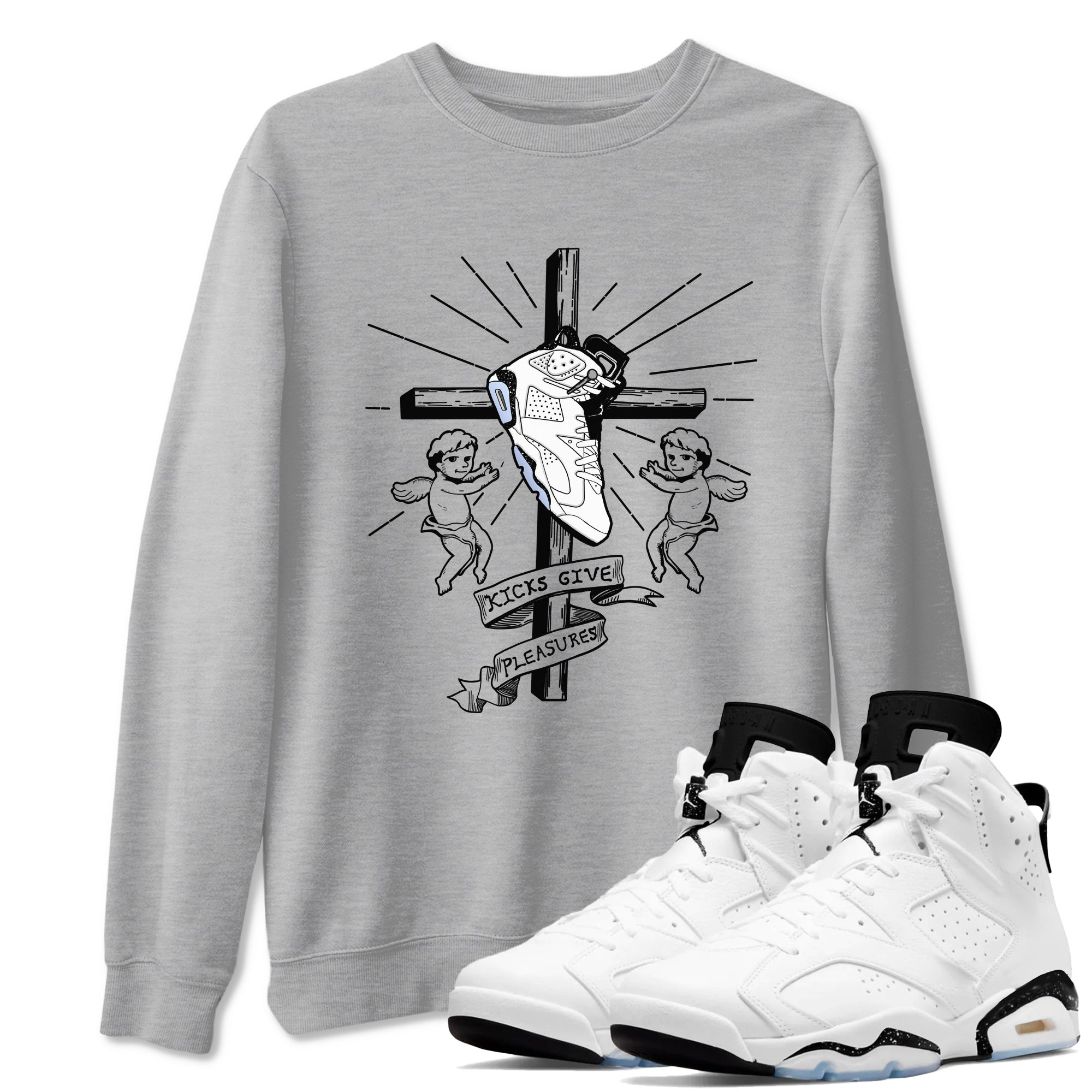 Kicks Give Pleasures snkmatch Tees - Air Jordan 6 White Black