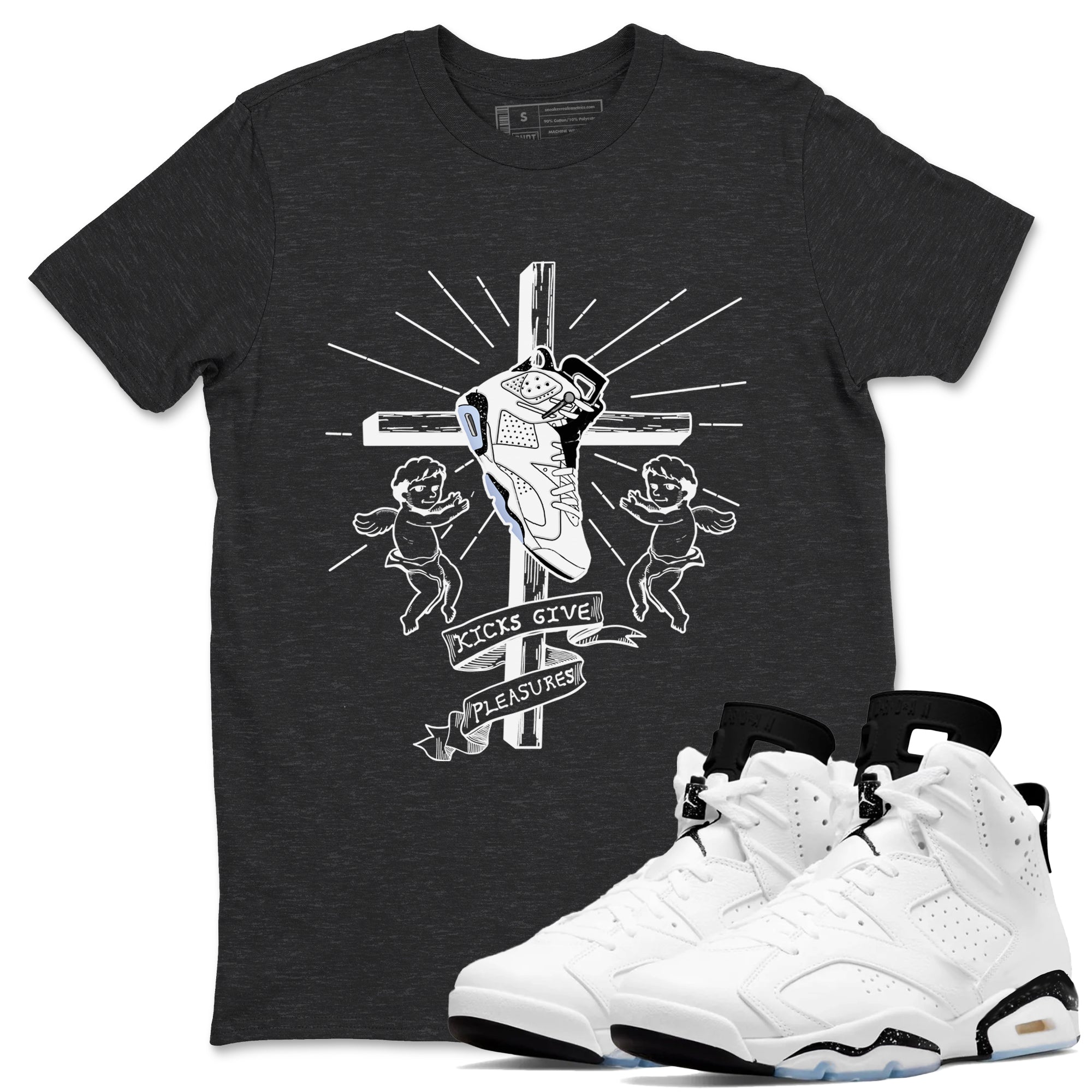 Kicks Give Pleasures snkmatch Tees - Air Jordan 6 White Black