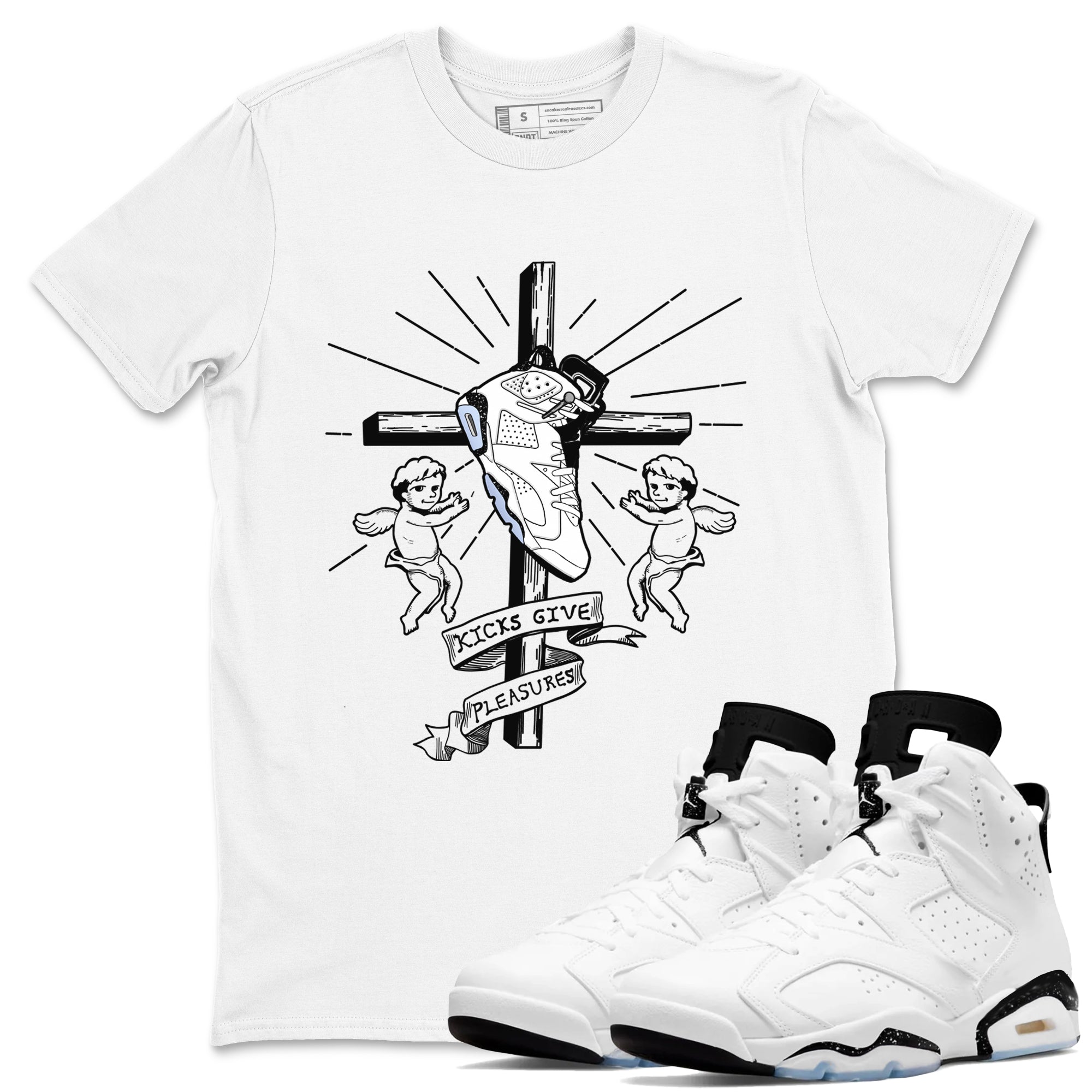 Kicks Give Pleasures snkmatch Tees - Air Jordan 6 White Black