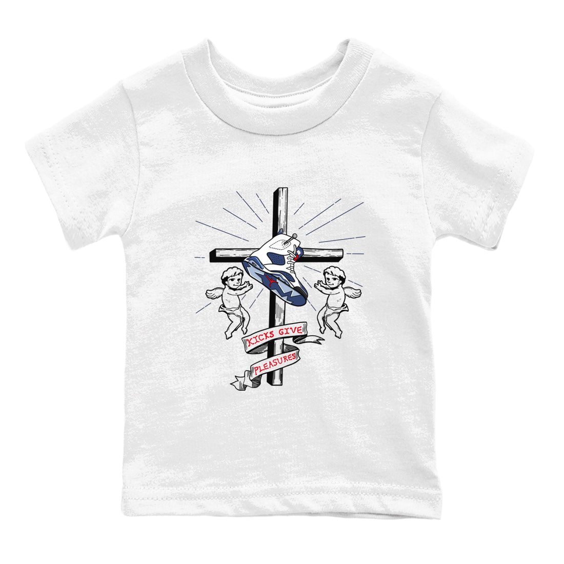Kicks Give Pleasures snkmatch Tees Kids - Air Jordan 6 White And Midnight Navy