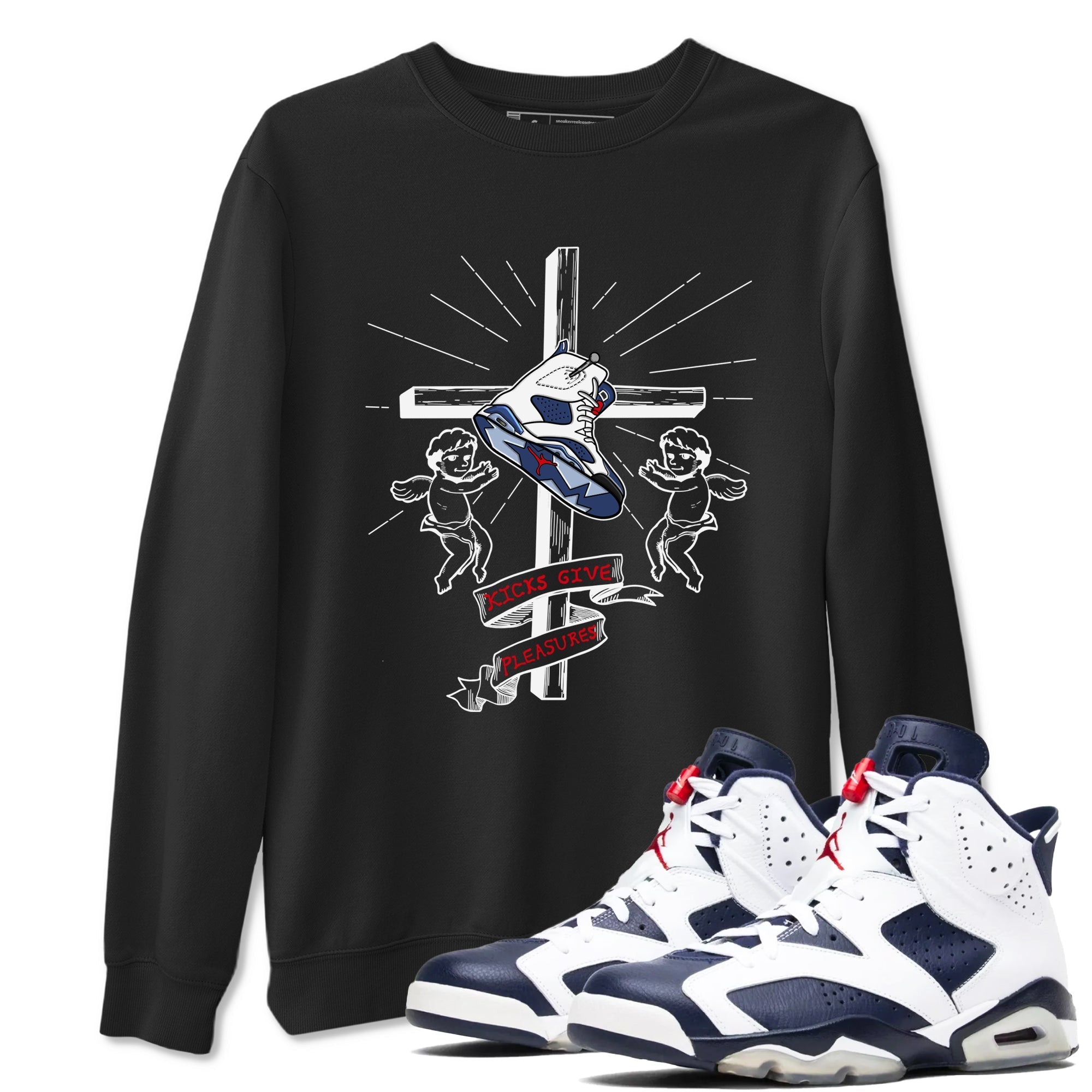 Kicks Give Pleasures snkmatch Tees - Air Jordan 6 White And Midnight Navy