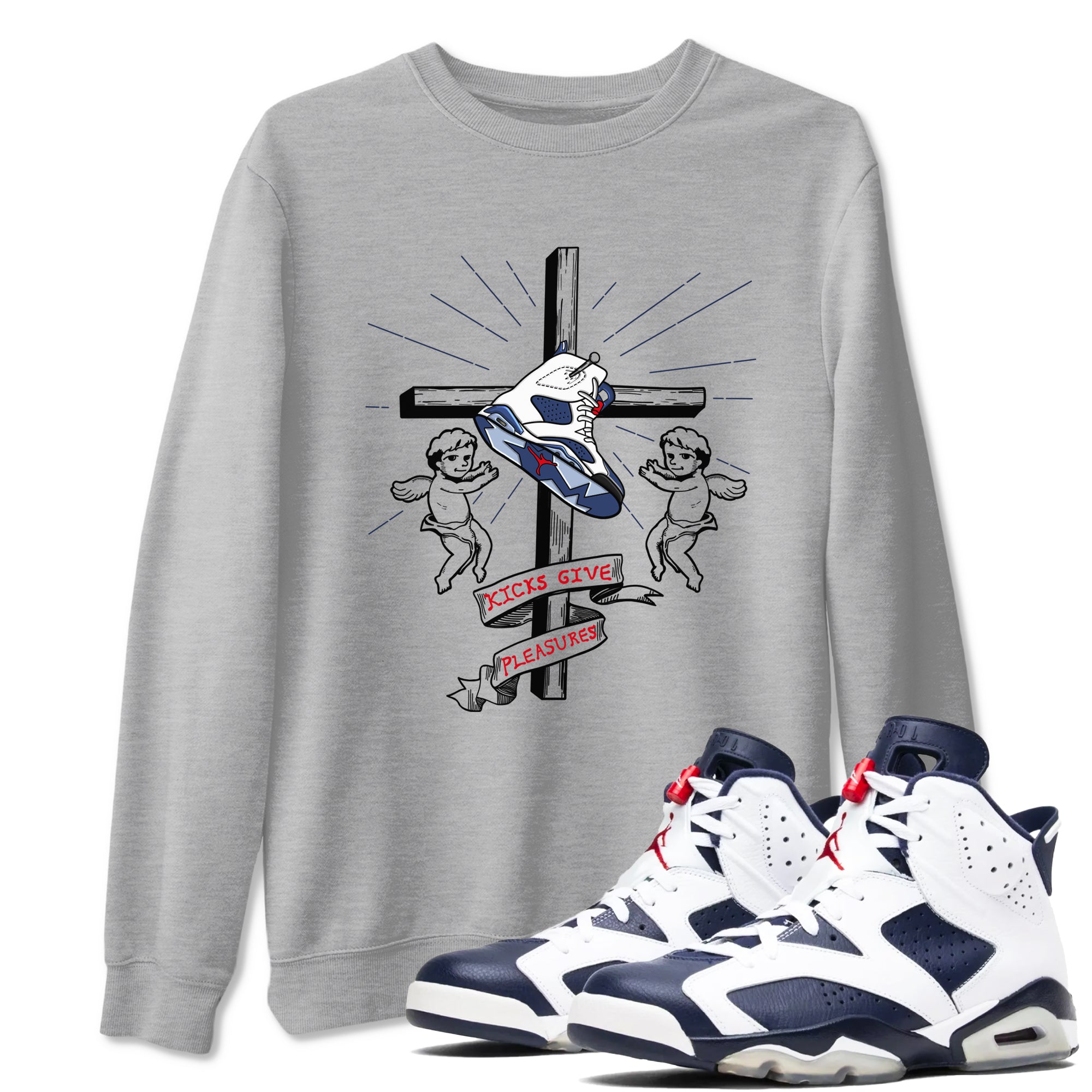 Kicks Give Pleasures snkmatch Tees - Air Jordan 6 White And Midnight Navy
