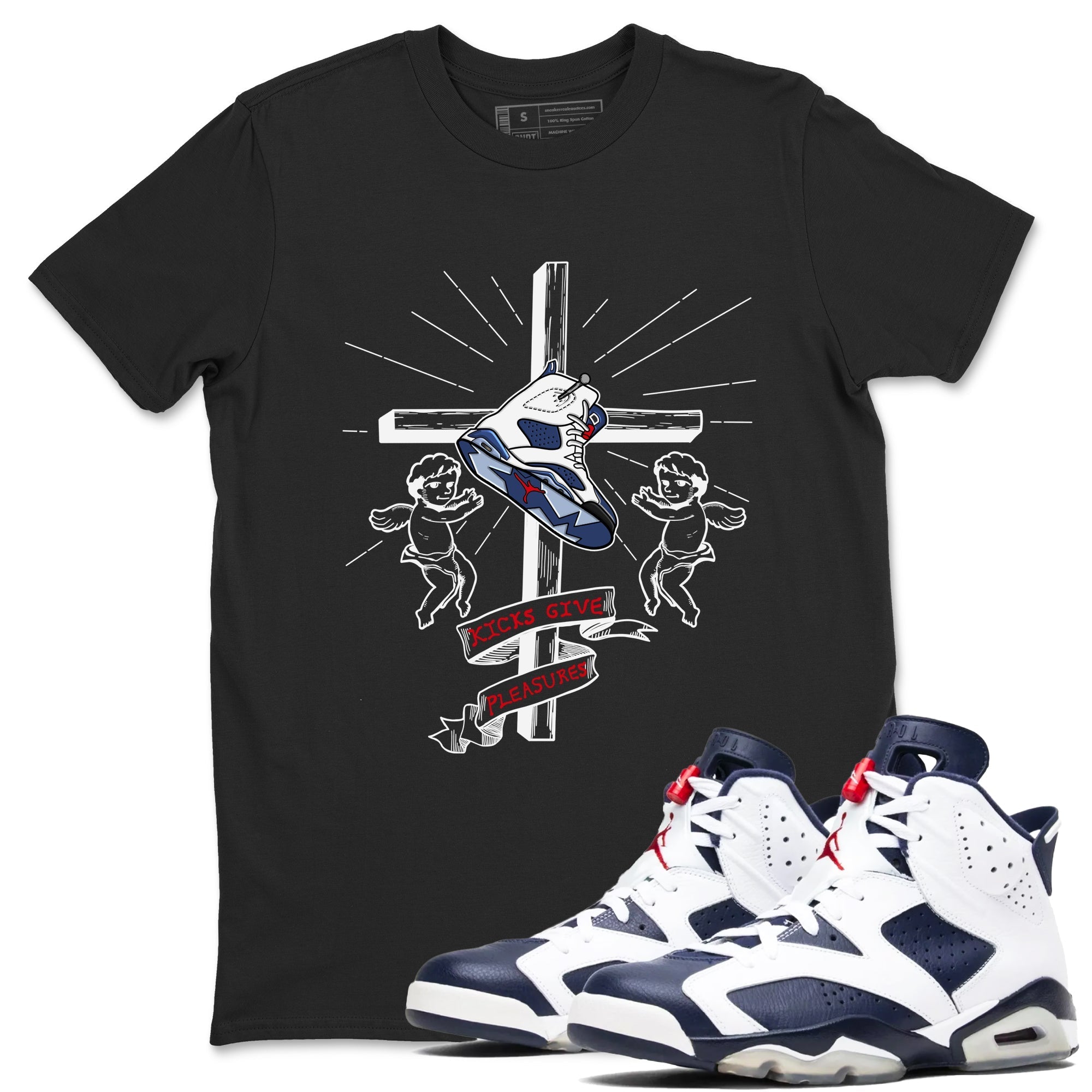 Kicks Give Pleasures snkmatch Tees - Air Jordan 6 White And Midnight Navy