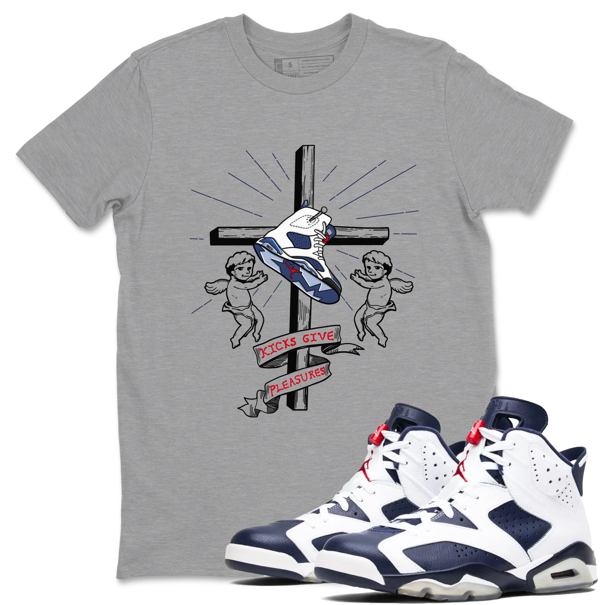 Kicks Give Pleasures snkmatch Tees - Air Jordan 6 White And Midnight Navy