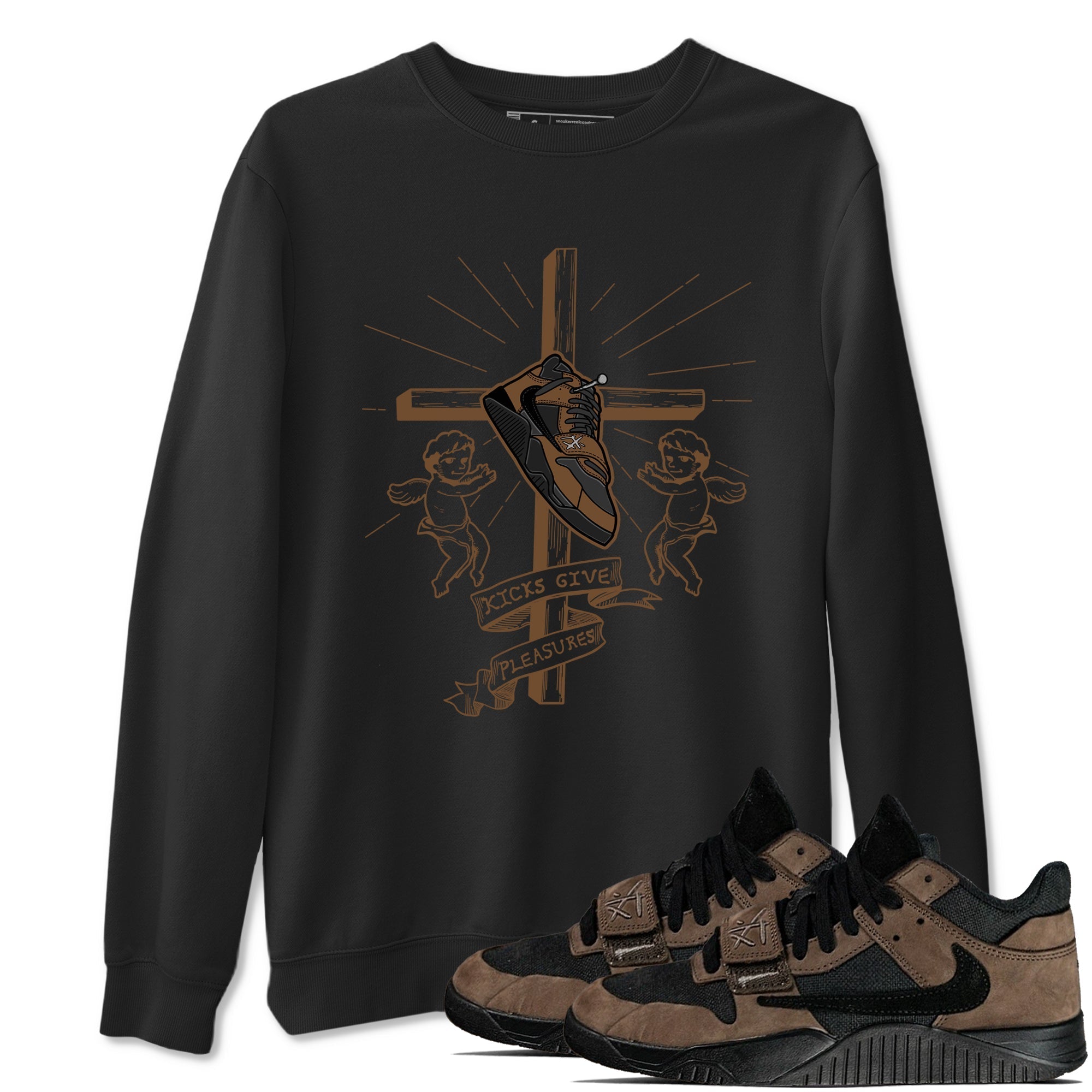 Kicks Give Pleasures snkmatch Tees - Jordan Jumpman Jack Travis Scott Dark Mocha