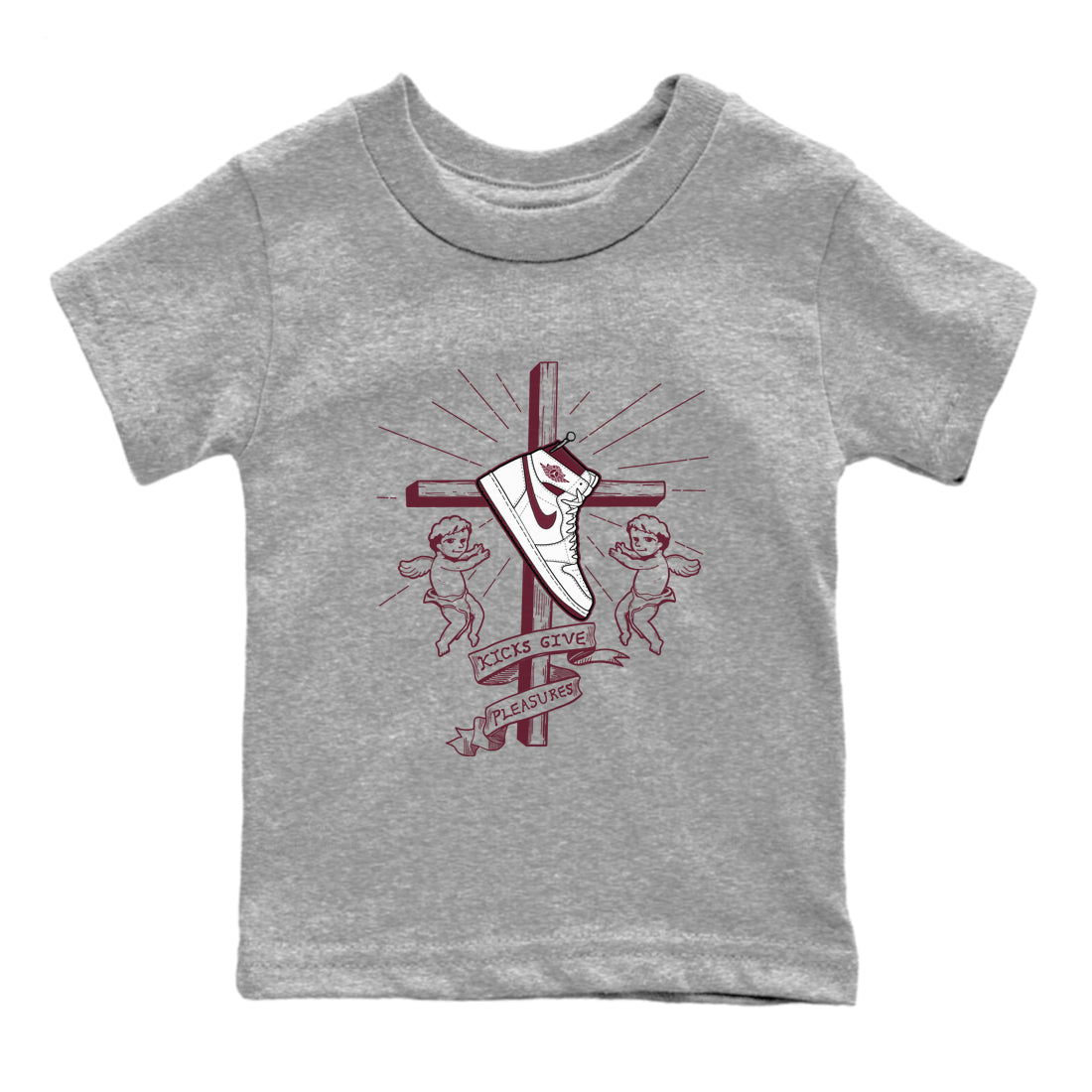 Kicks Give You Pleasures snkmatch Tees Kids - Air Jordan 1 Metallic Burgundy