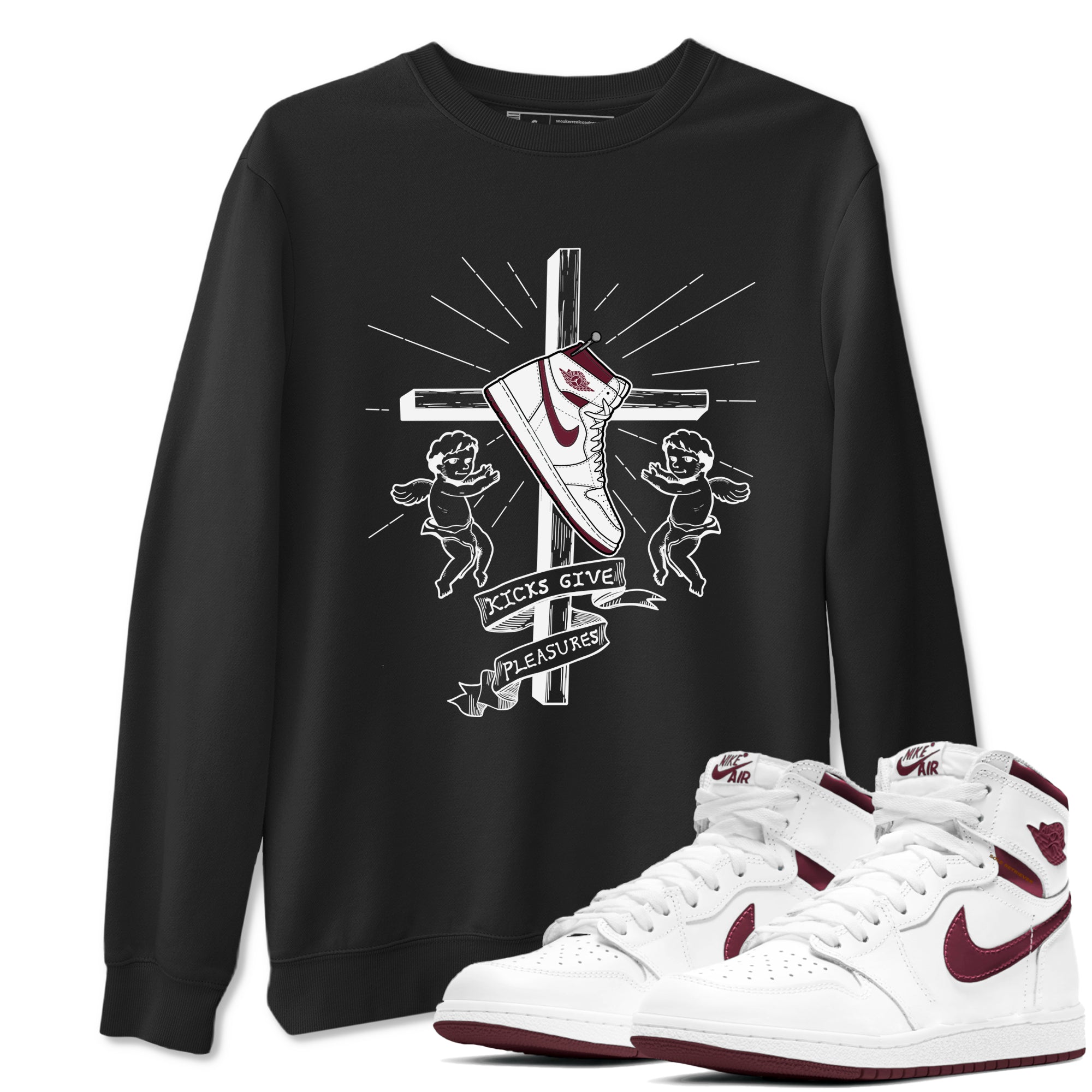 Kicks Give You Pleasures snkmatch Tees - Air Jordan 1 Metallic Burgundy