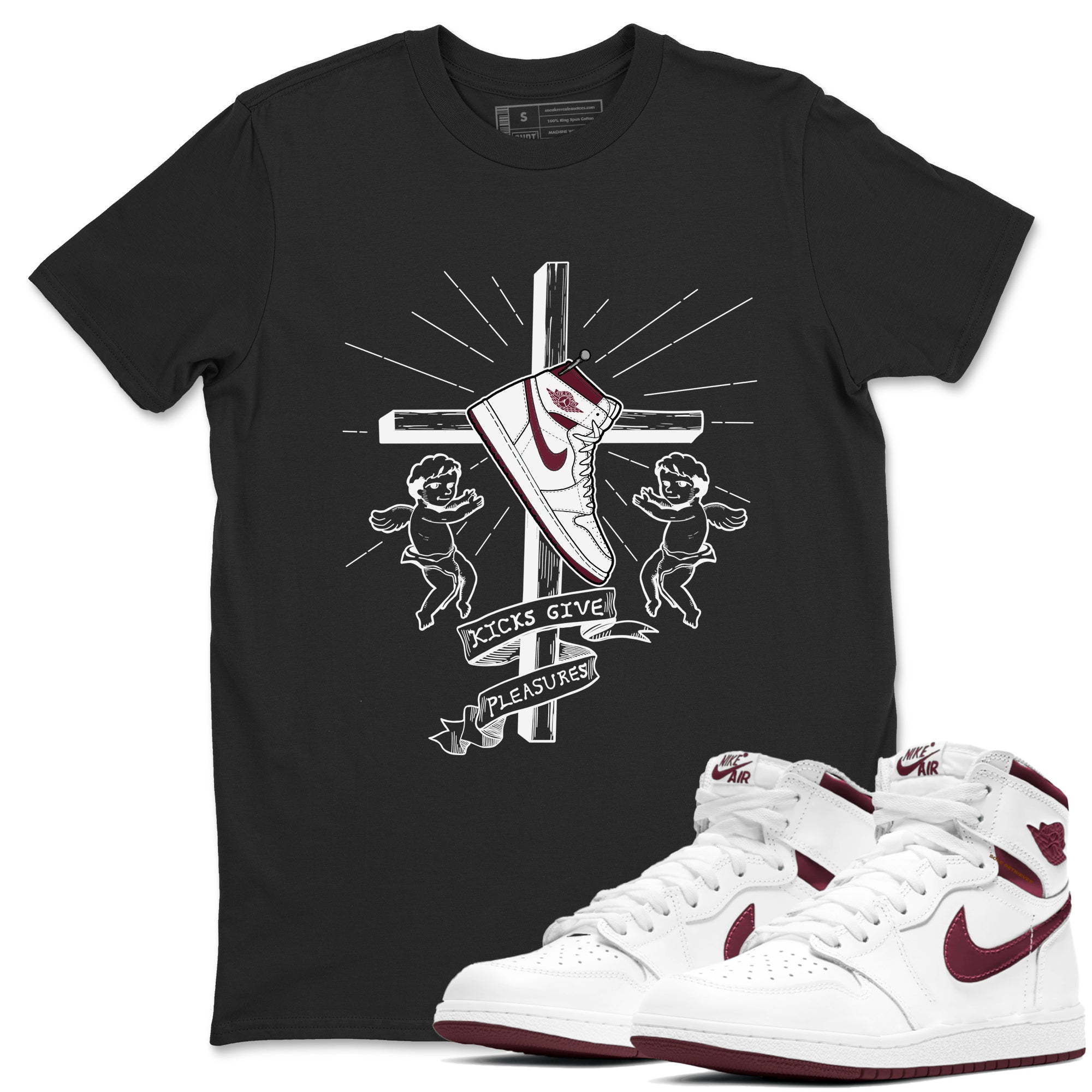 Kicks Give You Pleasures snkmatch Tees - Air Jordan 1 Metallic Burgundy