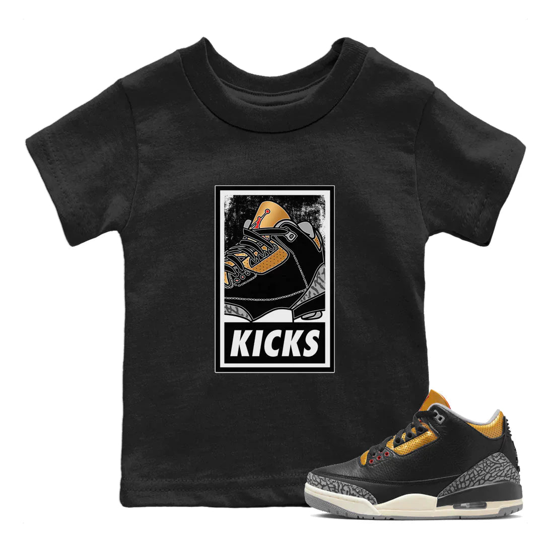 KICKS Kids Tops - Air Jordan 3 Black Gold