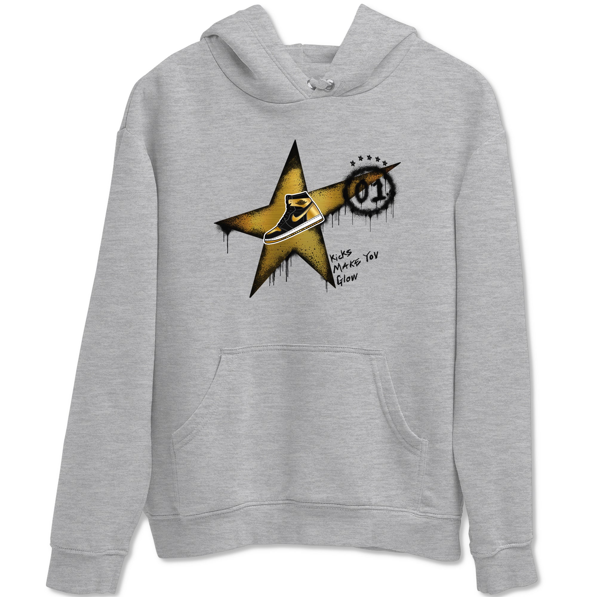 Kicks Make You Glow snkmatch Tees - Air Jordan 1 Black Metallic Gold