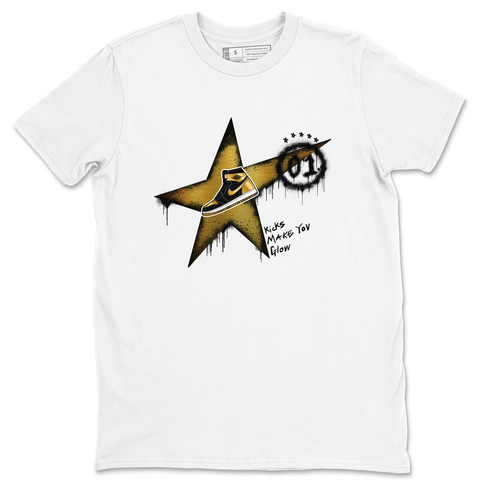 Kicks Make You Glow snkmatch Tees - Air Jordan 1 Black Metallic Gold