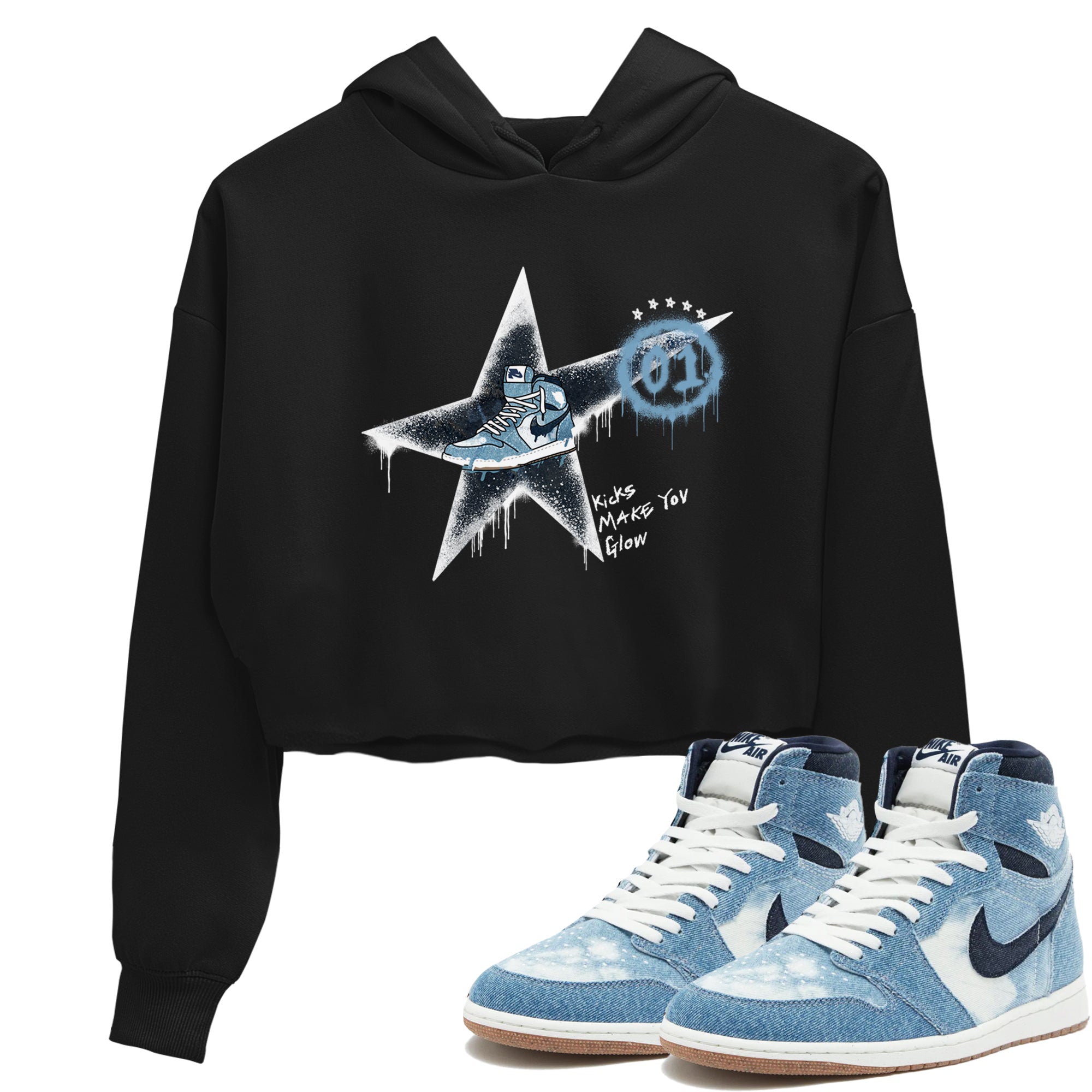 Kicks Make You Glow snkmatch Women's Top - Air Jordan 1 Denim 2024