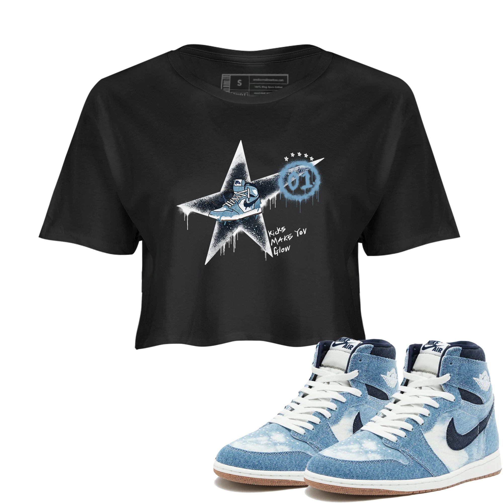 Kicks Make You Glow snkmatch Women's Top - Air Jordan 1 Denim 2024