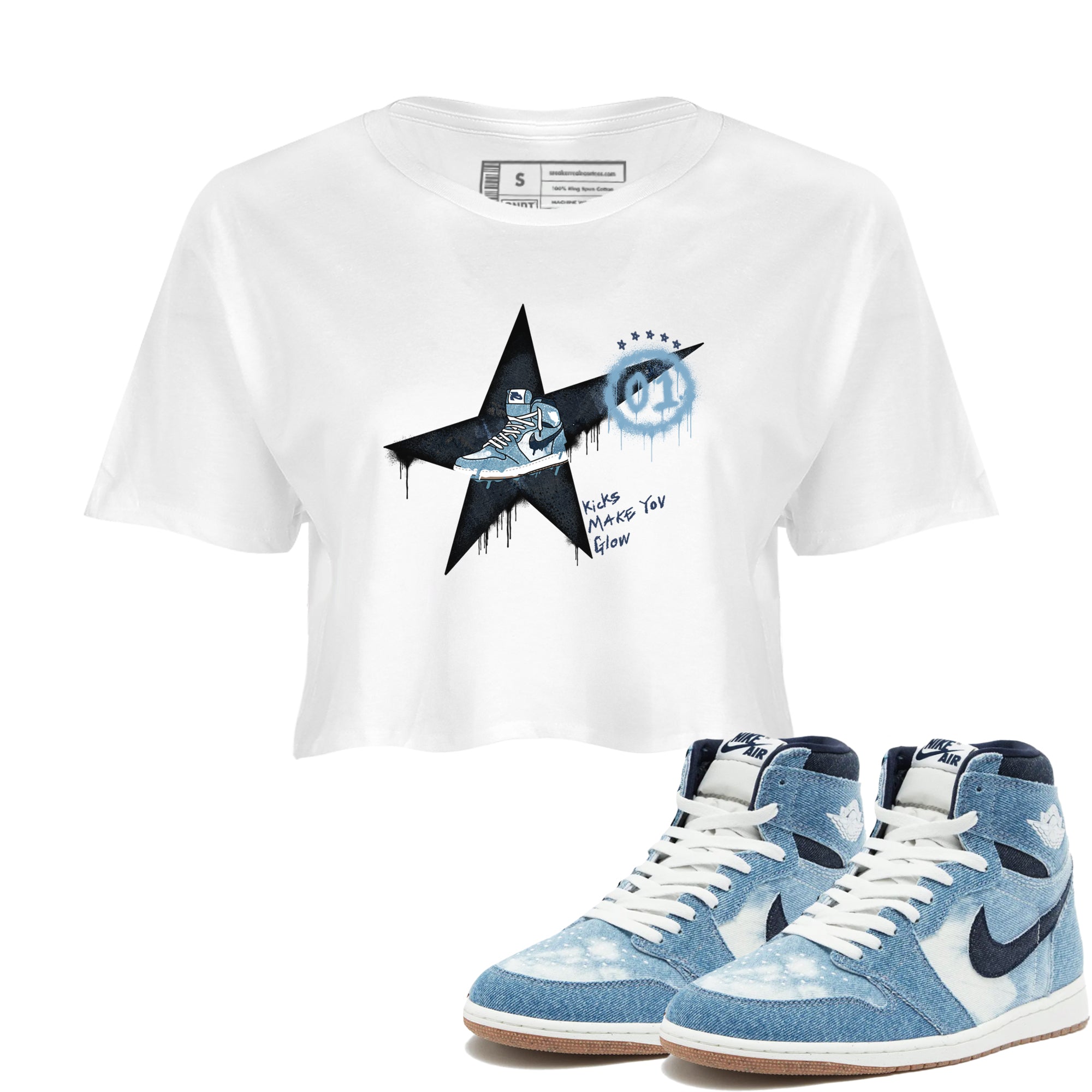 Kicks Make You Glow snkmatch Women's Top - Air Jordan 1 Denim 2024