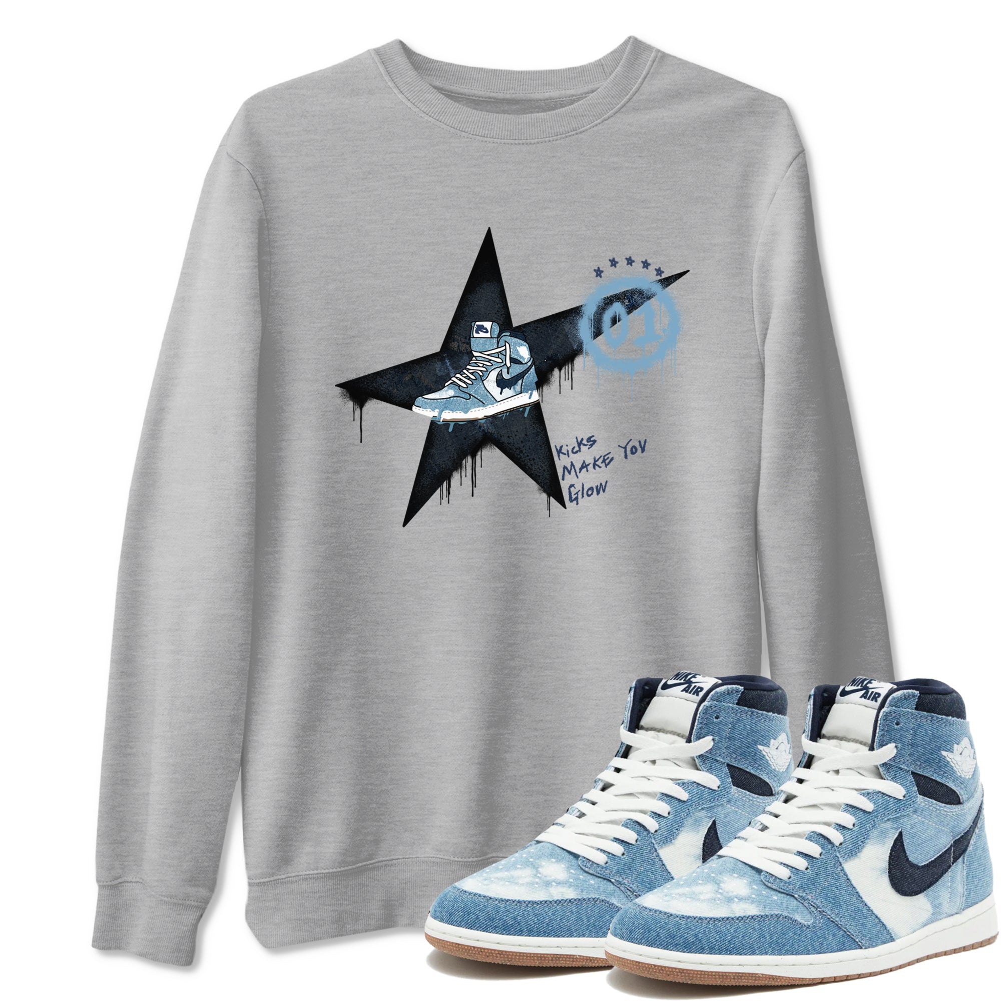 Kicks Make You Glow snkmatch Tees - Air Jordan 1 Denim 2024
