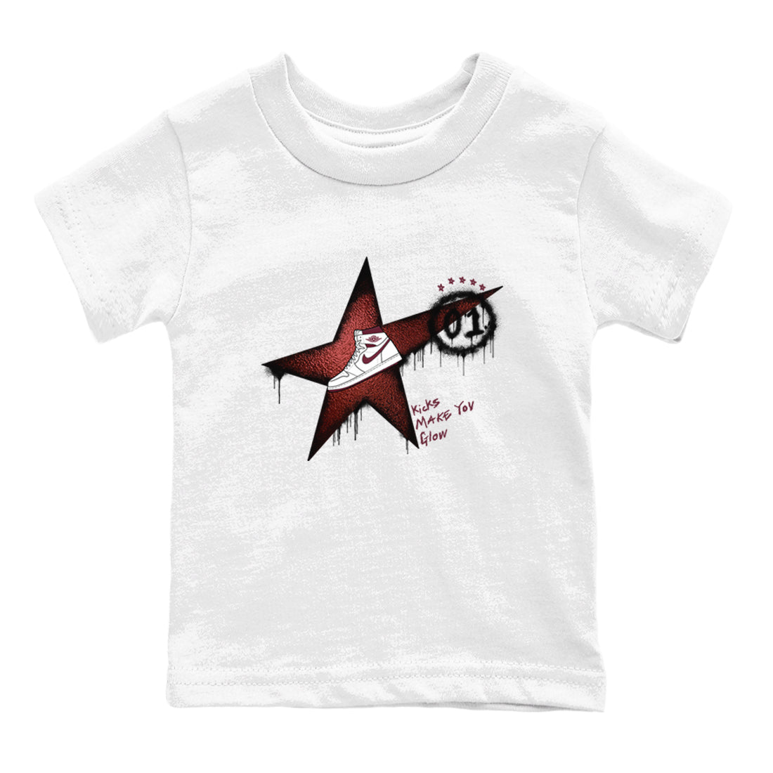 Kicks Make You Glow snkmatch Tees Kids - Air Jordan 1 Metallic Burgundy