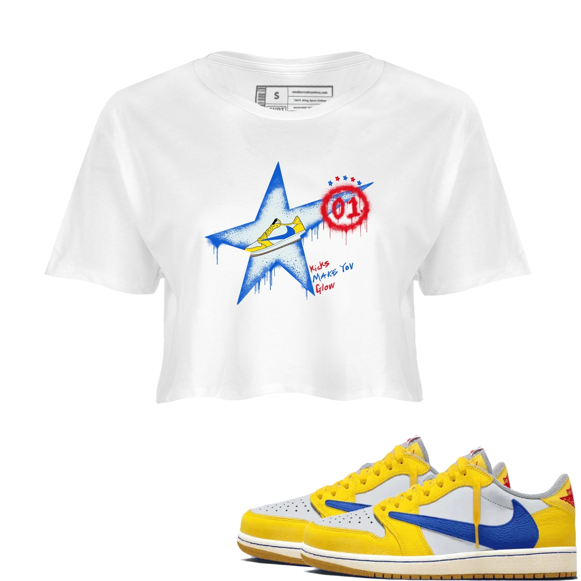 Kicks Make You Glow snkmatch Women's Top - Air Jordan 1 Travis Scott Canary