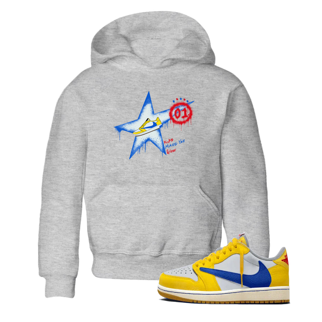Kicks Make You Glow snkmatch Tees Kids - Air Jordan 1 Travis Scott Canary