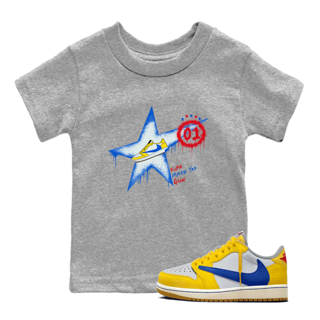 Kicks Make You Glow snkmatch Tees Kids - Air Jordan 1 Travis Scott Canary