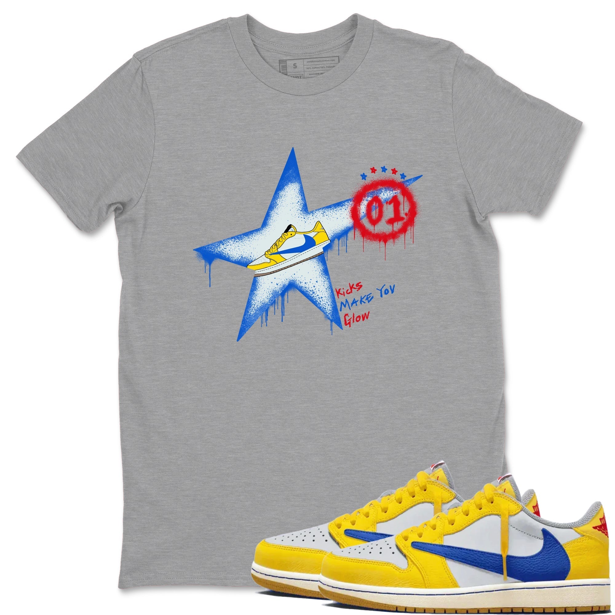 Kicks Make You Glow snkmatch Tees - Air Jordan 1 Travis Scott Canary
