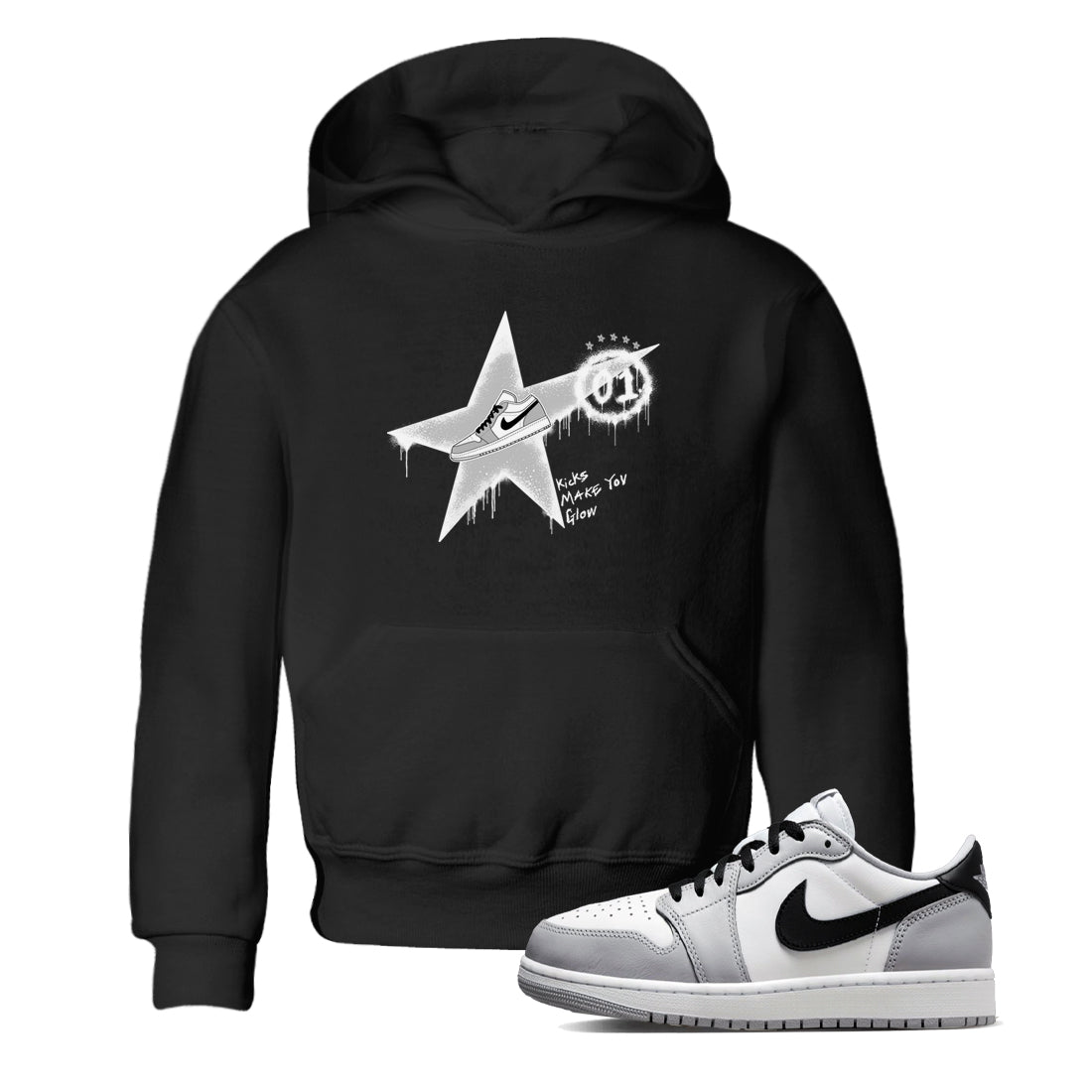 Kicks Make You Glow snkmatch Tees Kids - Air Jordan 1 Wolf Grey