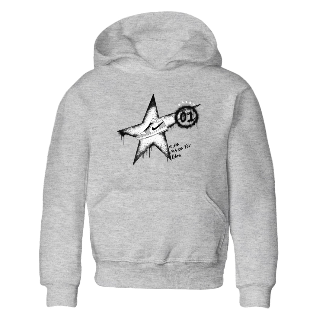 Kicks Make You Glow snkmatch Tees Kids - Air Jordan 1 Wolf Grey