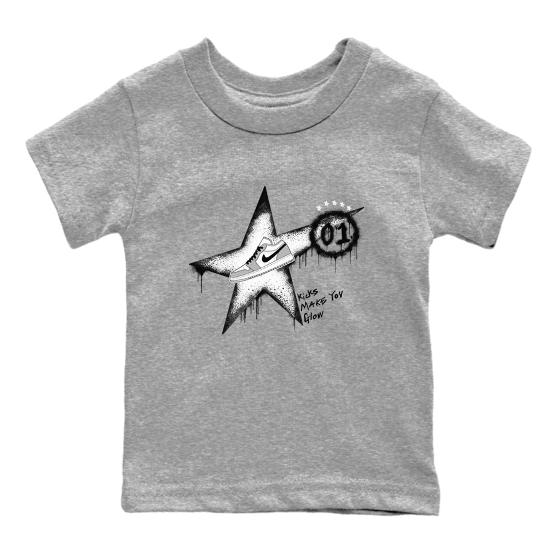 Kicks Make You Glow snkmatch Tees Kids - Air Jordan 1 Wolf Grey