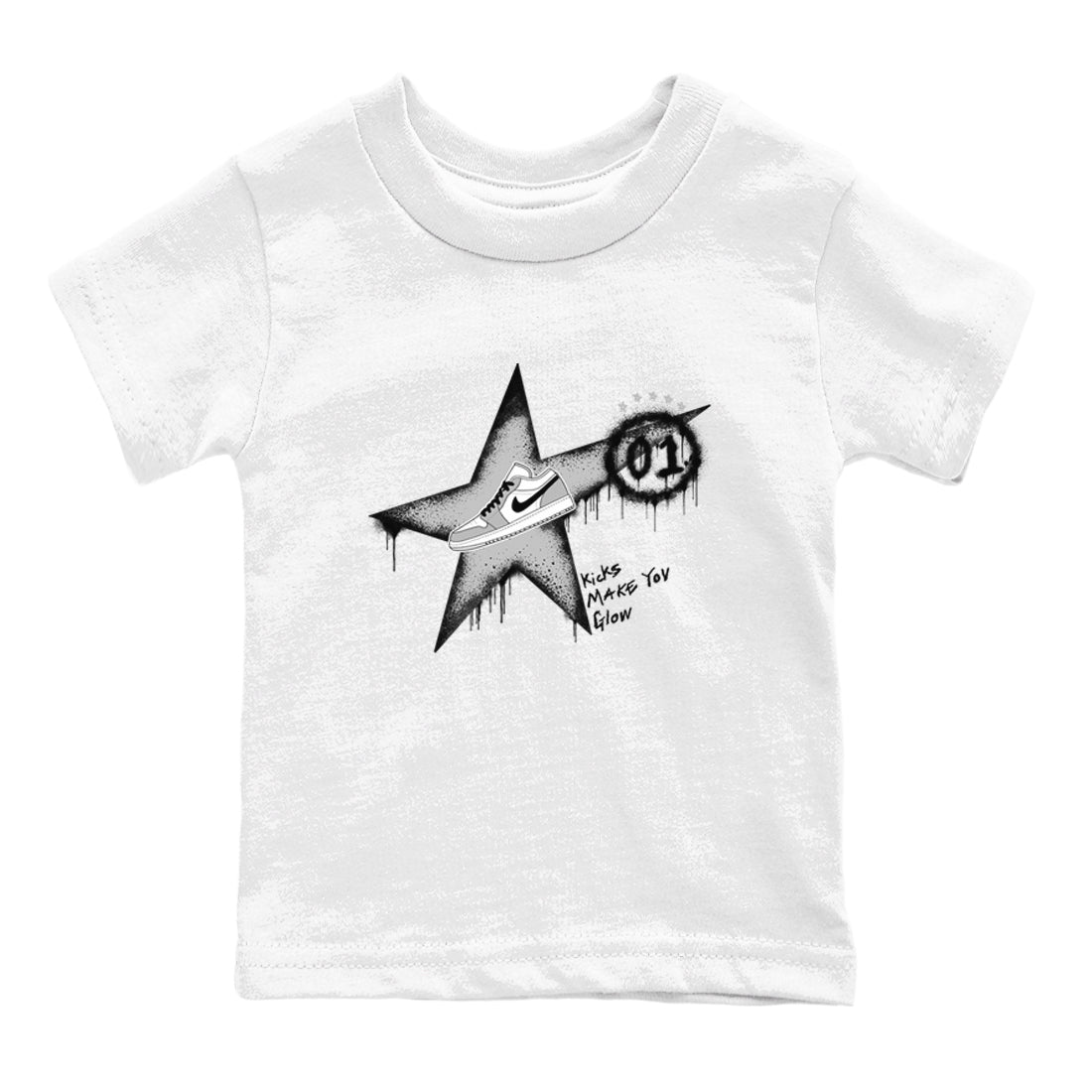 Kicks Make You Glow snkmatch Tees Kids - Air Jordan 1 Wolf Grey
