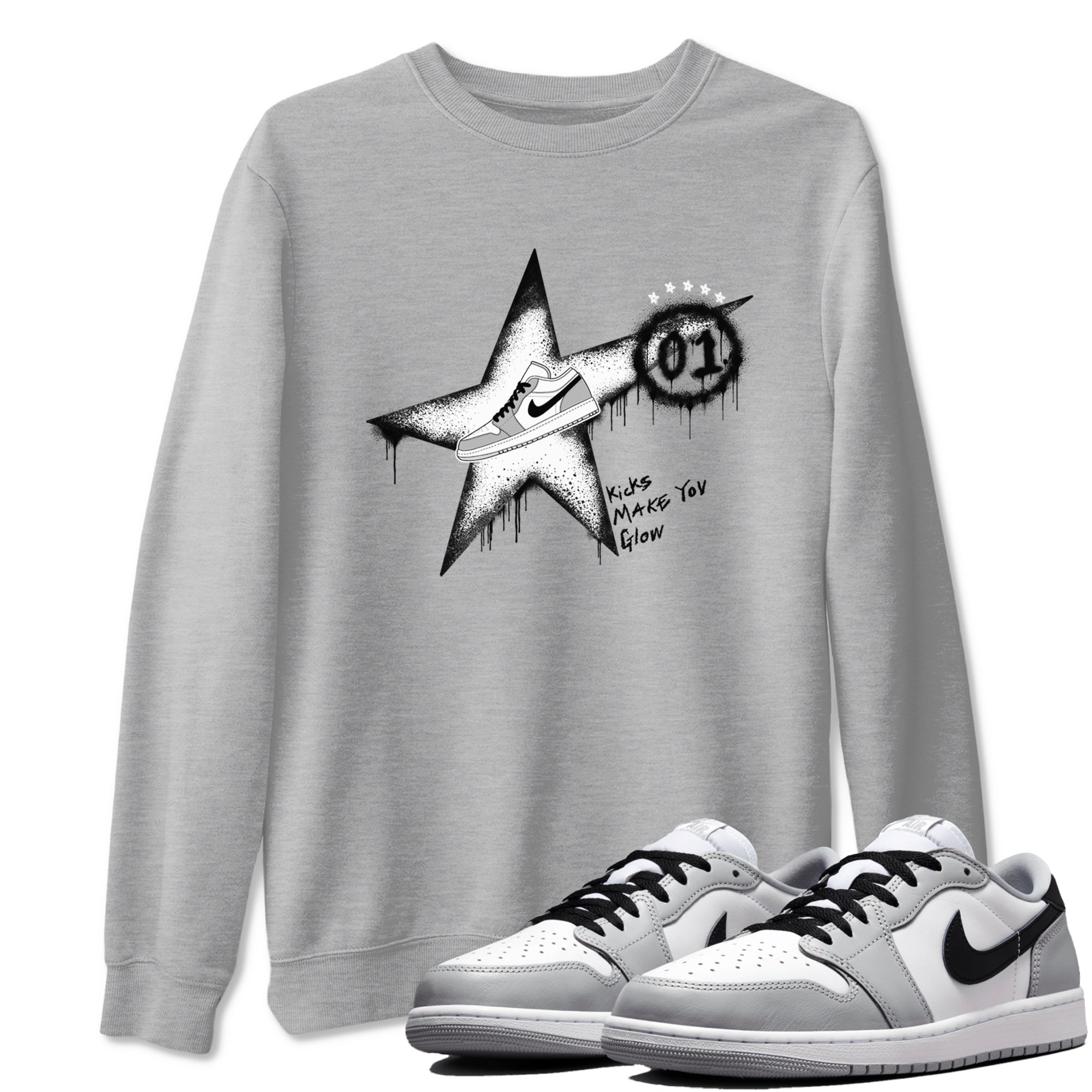 Kicks Make You Glow snkmatch Tees - Air Jordan 1 Wolf Grey