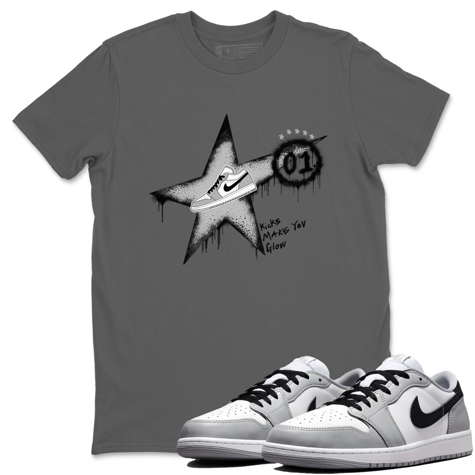 Kicks Make You Glow snkmatch Tees - Air Jordan 1 Wolf Grey
